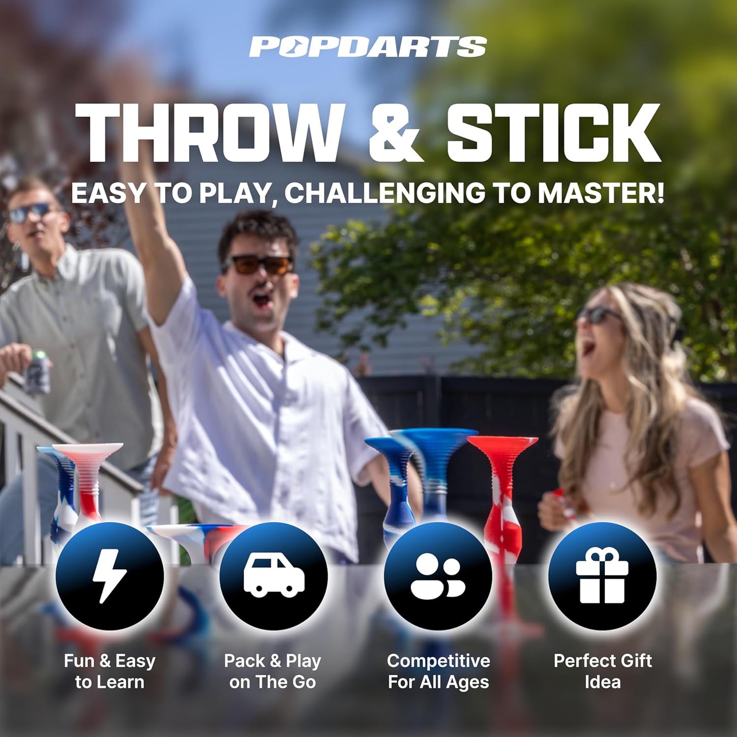 Popdarts PRO Pack Game Set (Retro) - Indoor, Outdoor Suction Cup Throwing Game - Competition with a POP