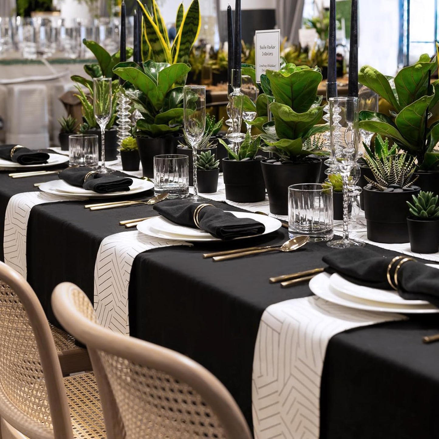 sancua 6 Pack Black Tablecloth 60 x 102 Inch, Rectangle Table Cloth for 6 Feet Tables - Stain and Wrinkle Resistant Washable Polyester Table Cover for Dining Tables, Buffet Parties and Camping