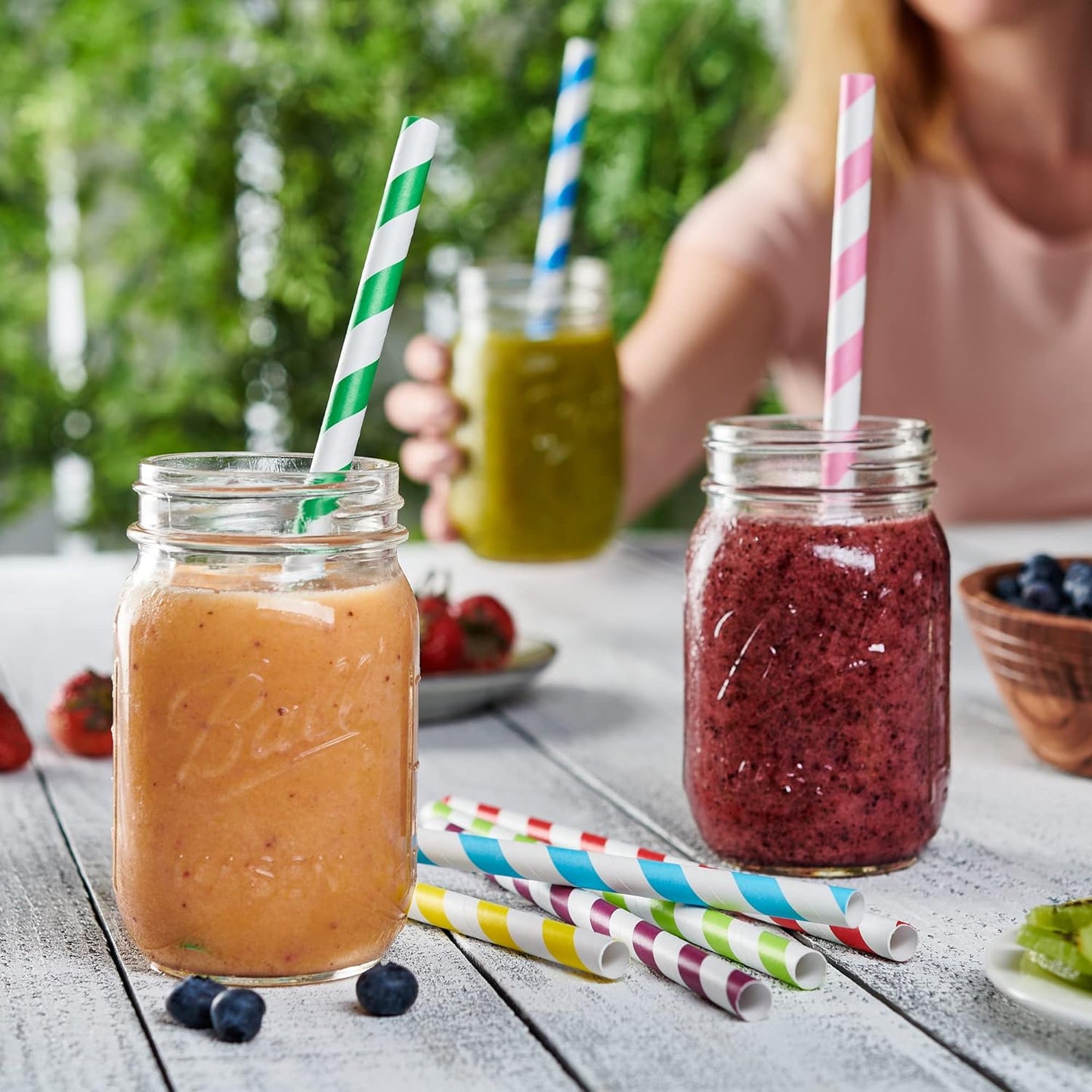 Comfy Package [Case of 2000] Jumbo Paper Smoothie Straws, 100% Biodegradable Paper Boba Straws, Disposable Milkshake - Assorted Colors