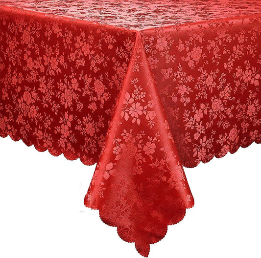 Smiry Rectangle Table Cloth, Waterproof Heavy Duty Vinyl Tablecloths, Wipeable Washable Table Cover for Kitchen and Dining Room (Red, 54" X 120")