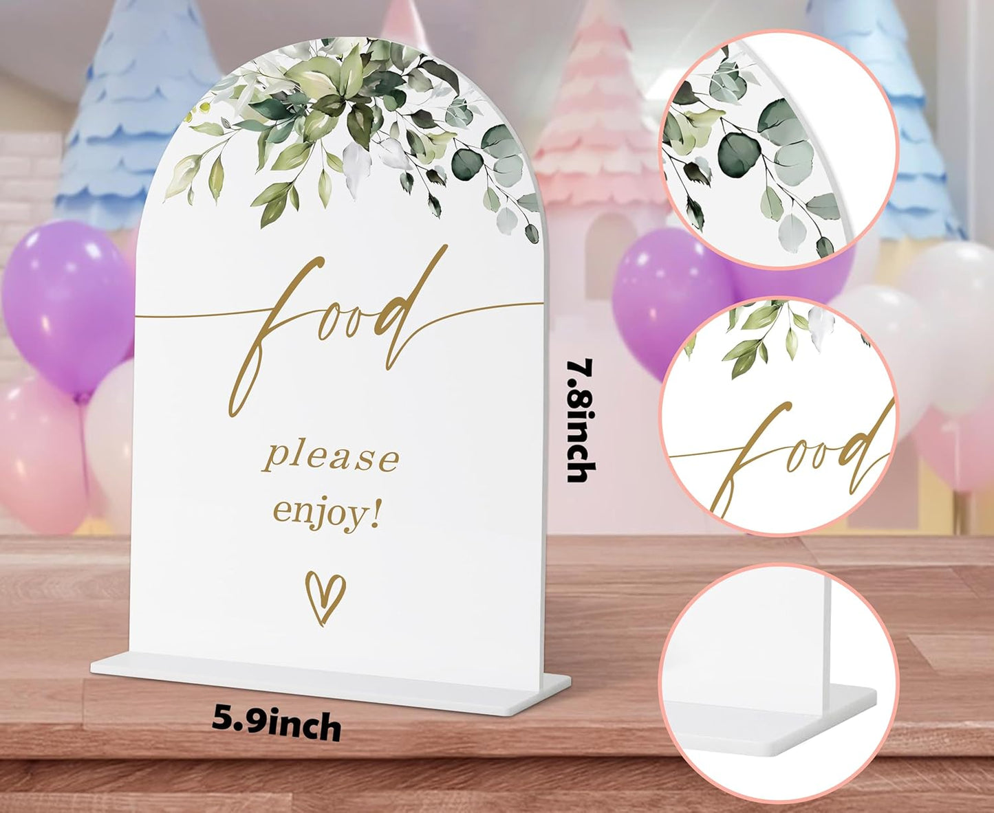 Food Signs for Party, Greenery Gold Bridal Shower Decorations, Dessert Bar Sign, Wedding Signs for Ceremony and Reception, Engagement Decor, Wedding Table Acrylic Decor, Bachelorette Party Favors - 20