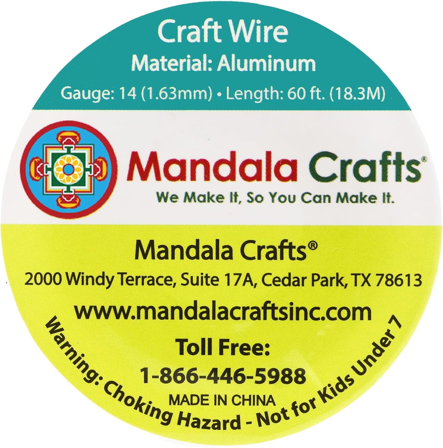 Mandala Crafts 14 Gauge Anodized Aluminum Craft Wire for Jewelry Making - 60 FT Colored Flexible Kelly Green Wire - Bendable for Bonsai Armature Crafting Sculpting
