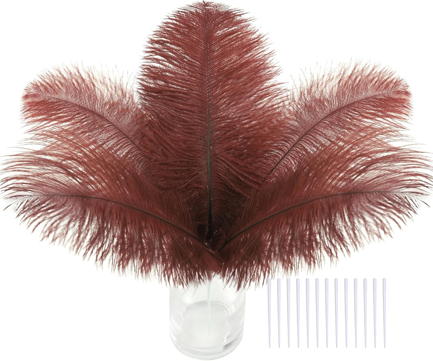 SOGUGOM Brown Craft Ostrich Feathers - 30PCS 8-10 inch Ostrich Feathers Kit for Centerpieces, Kindergarten Crafts, Dream Catchers and DIY Projects(Brown)