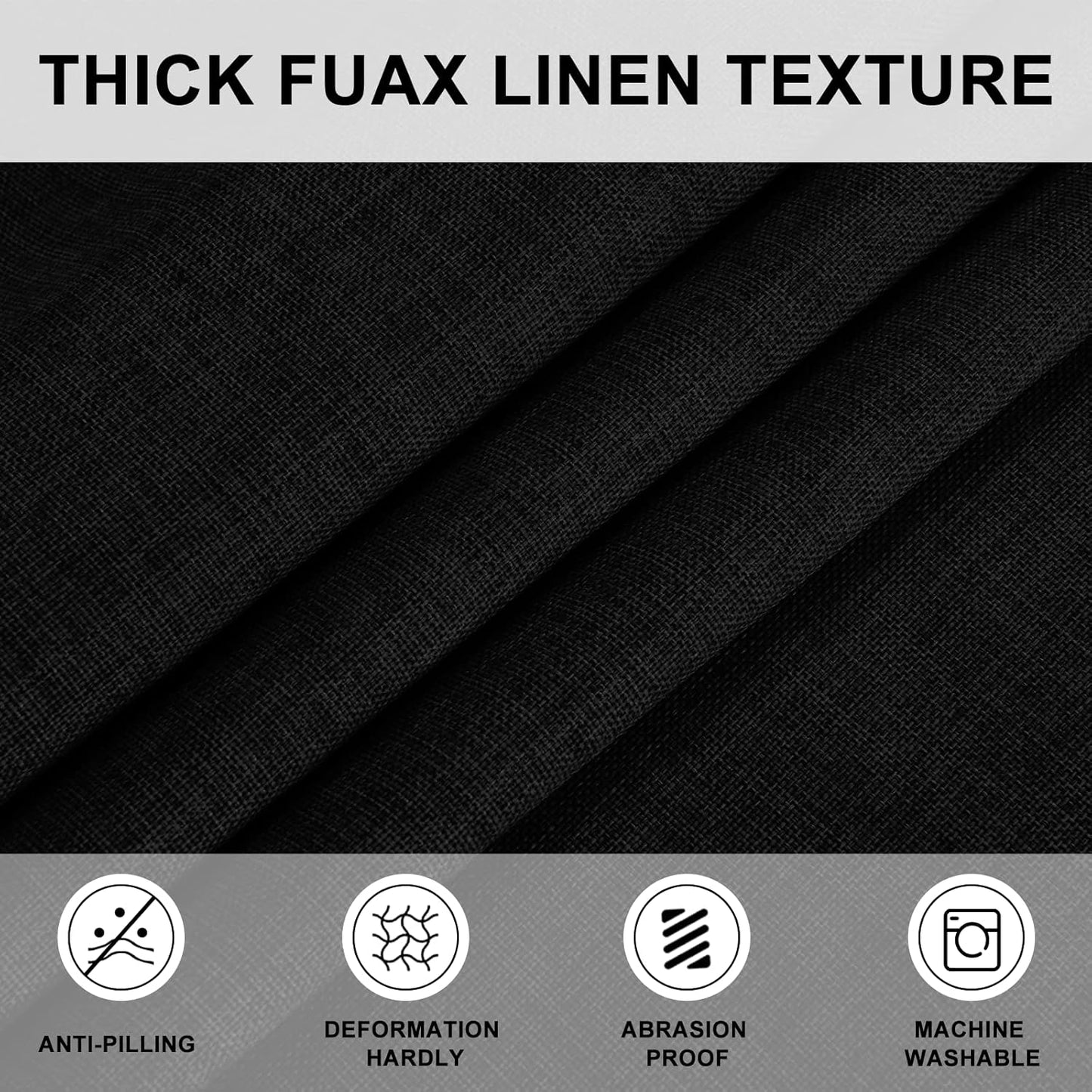 Hiasan Round Linen Tablecloth 120 Inch - Wrinkle and Stain Resistant Washable Polyester Fabric Table Cloth for Dining Room Kitchen Party, Black