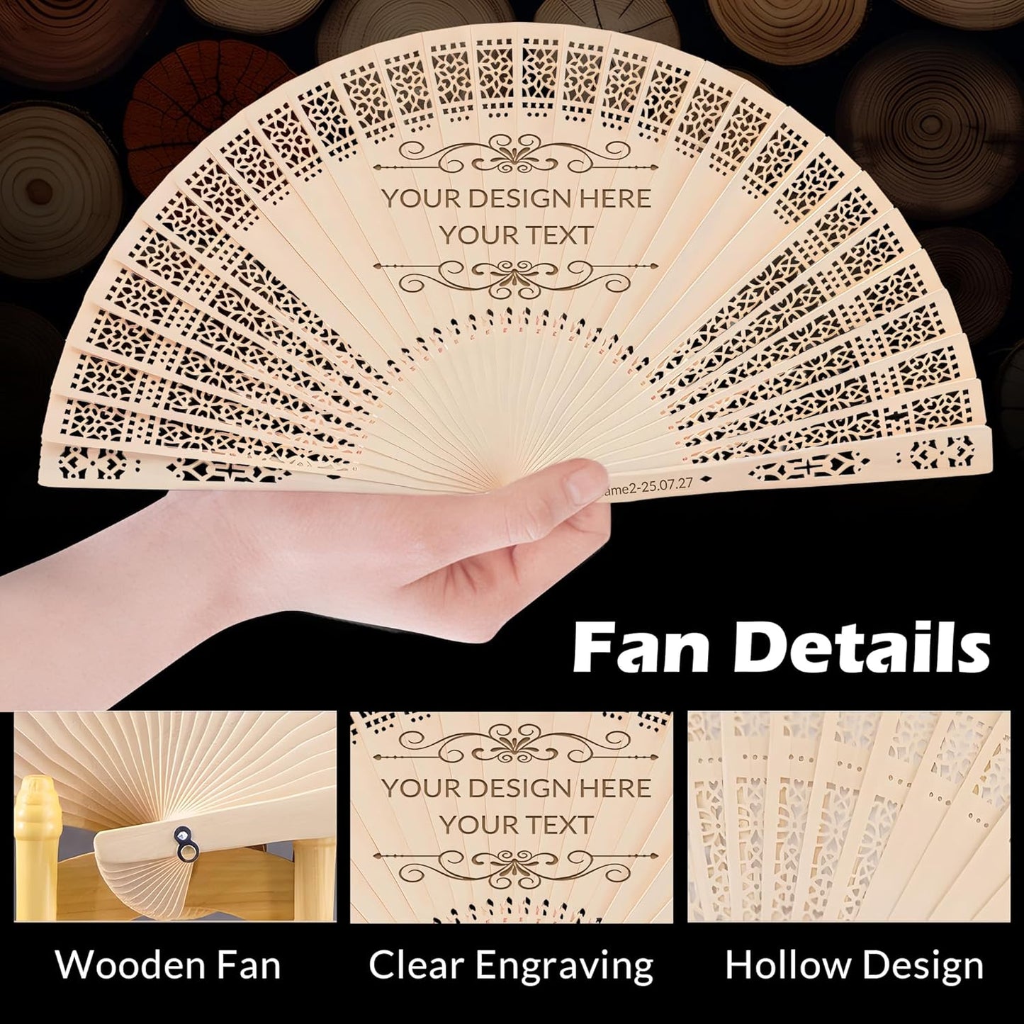 10 PCS Custom Fans Personalized Folding Fans for Line Dancing Wooden Hand Fan Wedding Favors Gift for Guests Personalized Fans for Events