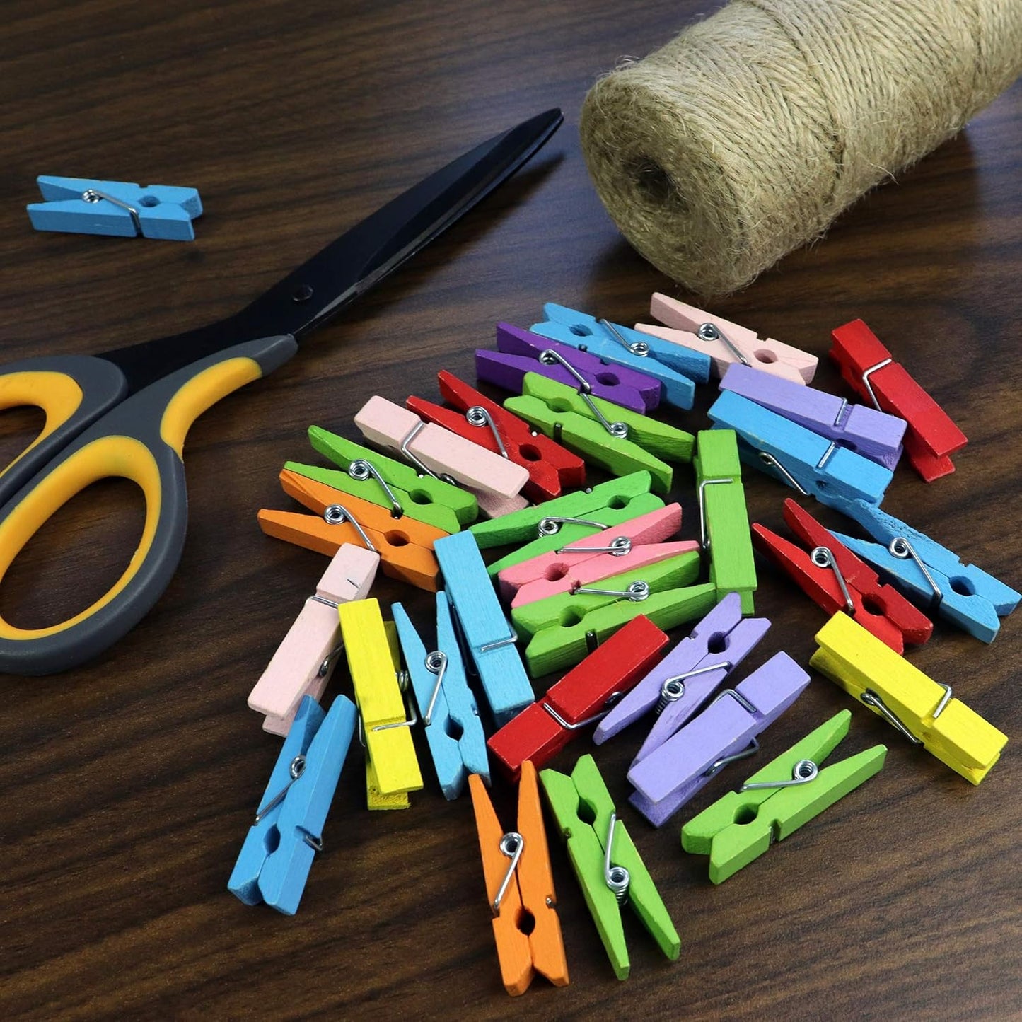 Mini Natural Wooden Clothespins, 60pcs, 1.4 Inch Photo Paper Peg Pin Craft Clips for Scrapbooking, Arts & Crafts, Hanging Photos (60pc Natural)