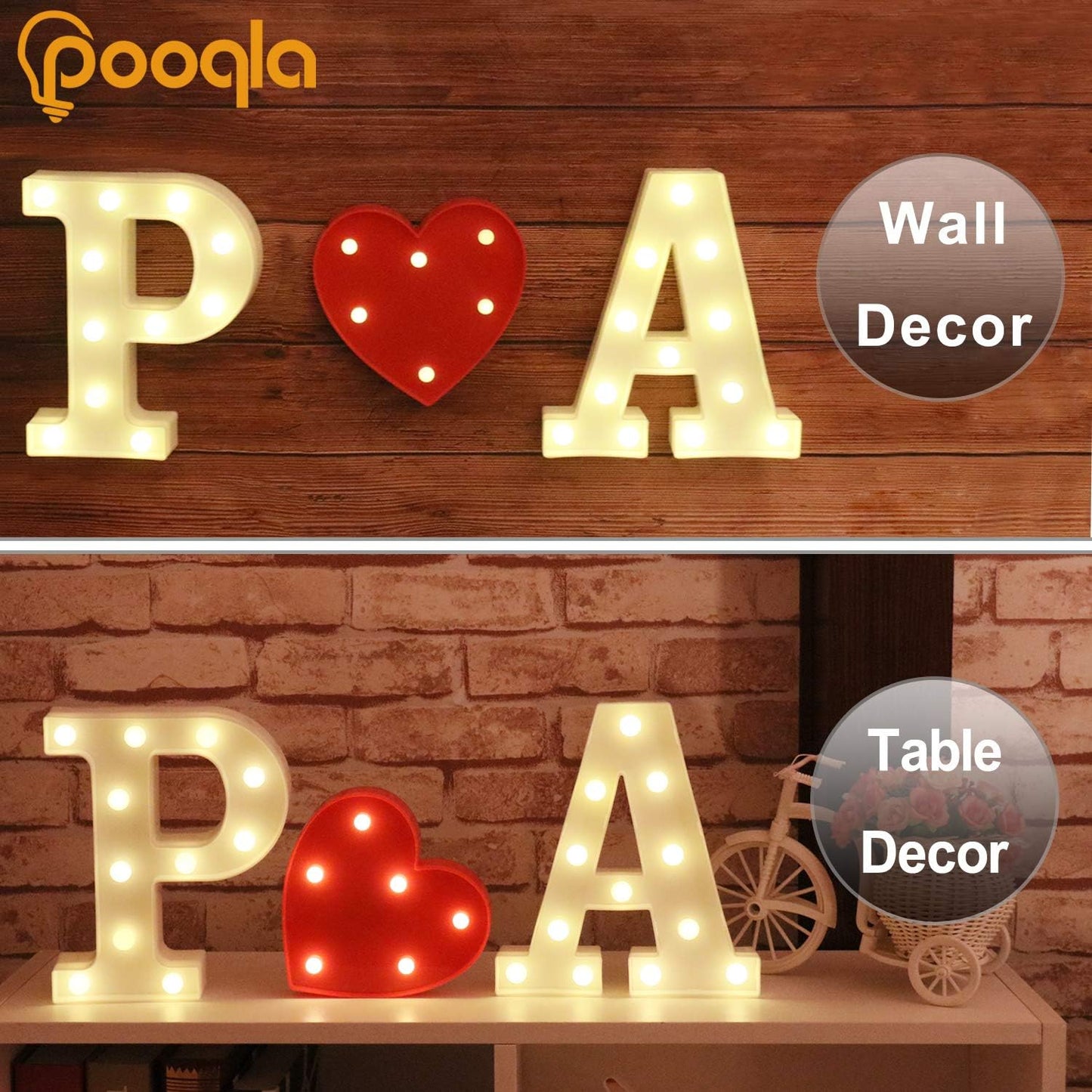 Pooqla LED Marquee Letter Lights Sign, Light Up Alphabet Letter for Home Party Wedding Decoration C