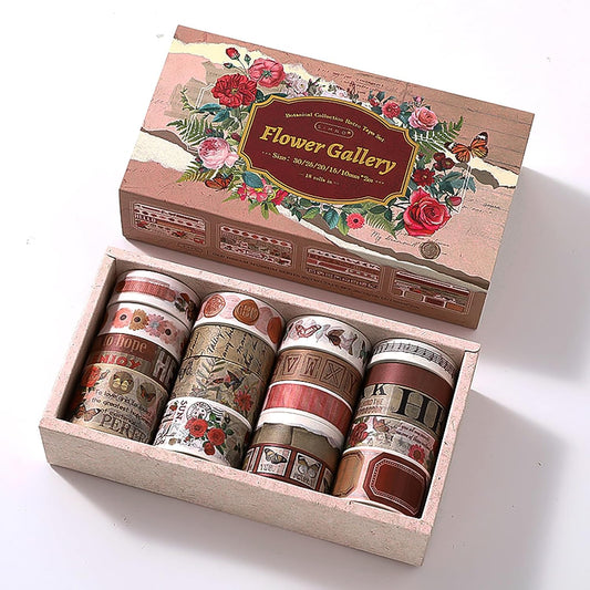 18 Rolls Washi Tape Set for Crafts and Journaling DIY Vintage Floral Tape Scrapbooking Supplies washi Tape for journaling Decorative Tape for Crafts