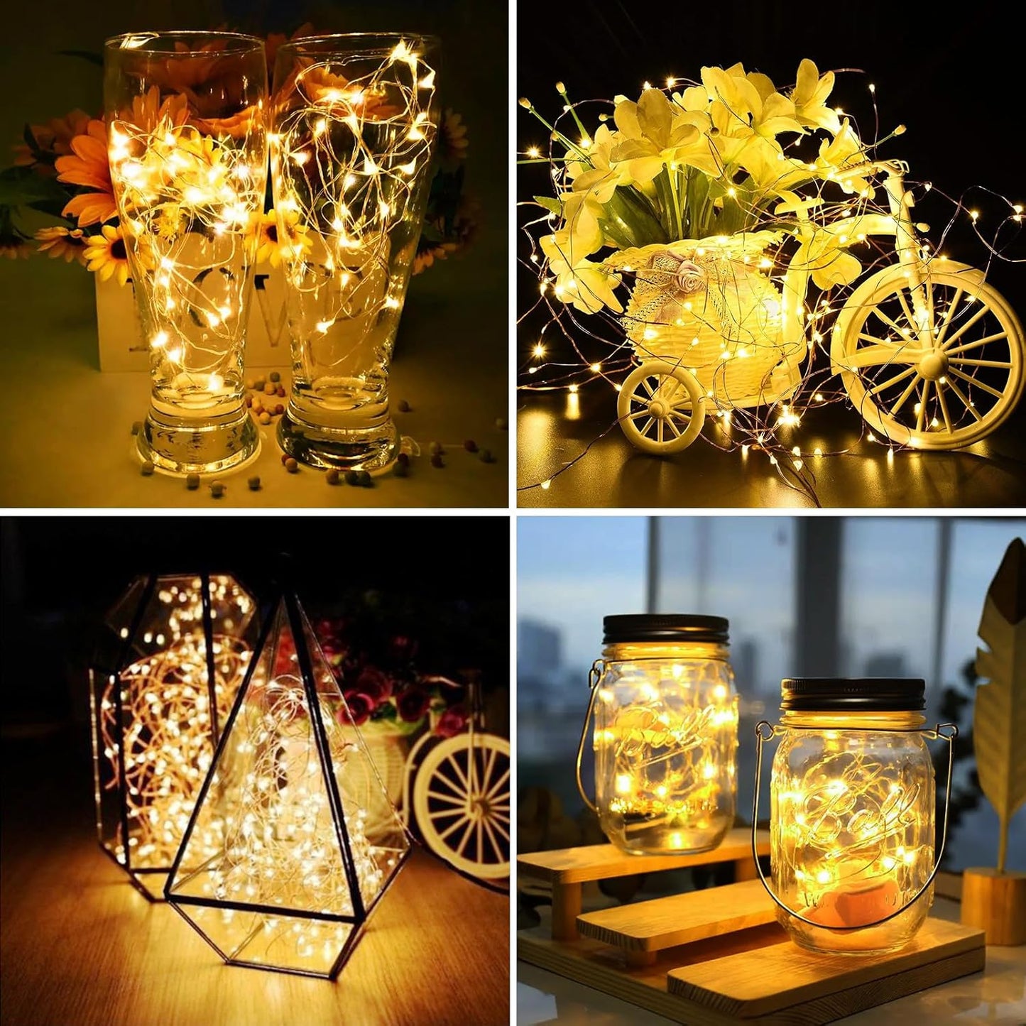 ZGWJ 12 Pack Fairy Lights Battery Operated, 7ft 20 Mini LED Fairy String Lights Silver Wire 3 Modes for DIY, Parties, Wedding, Bedroom, Halloween Christmas Decoration Warm White