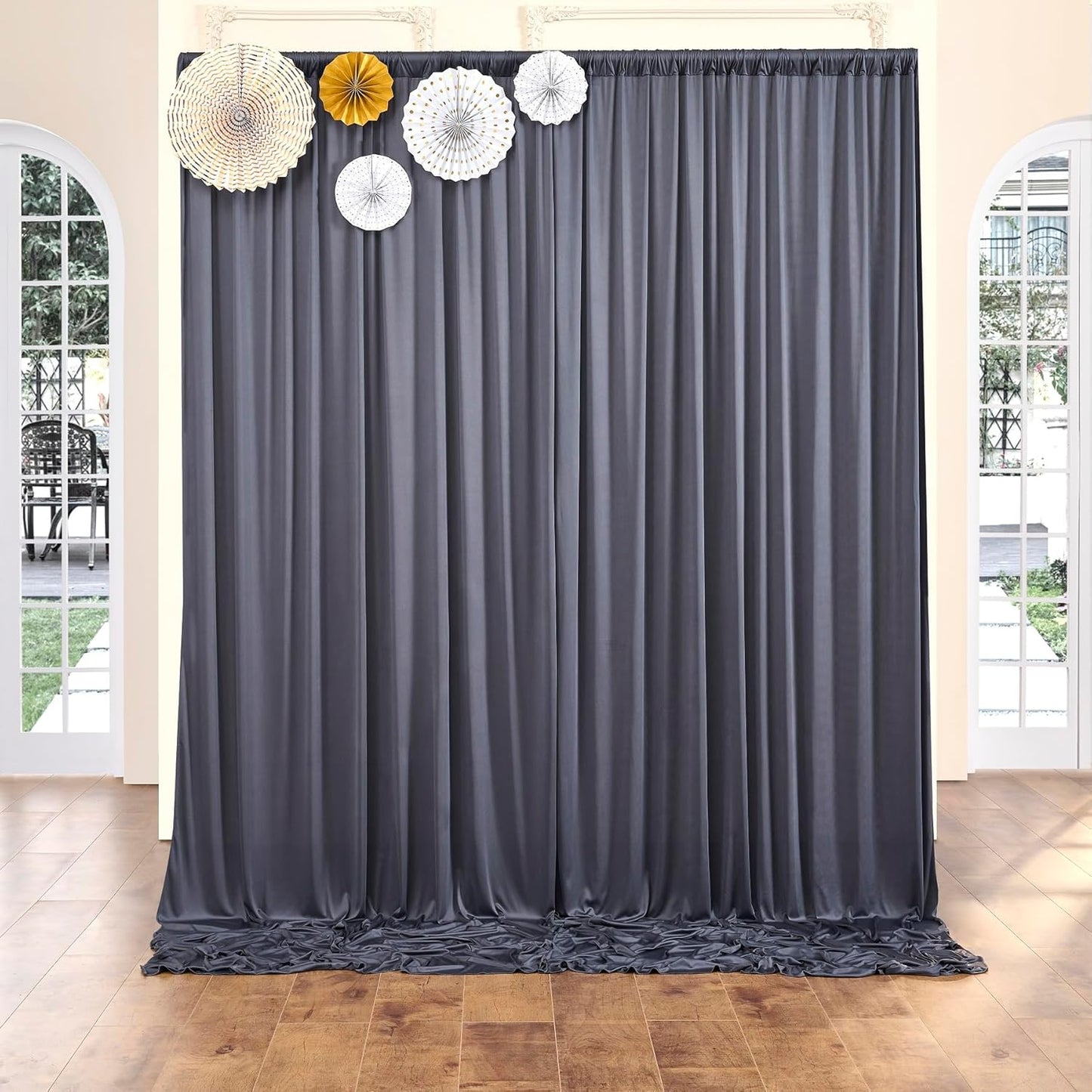 10 ft x 10 ft Wrinkle Free Charcoal Backdrop Curtain for Parties, Dark Grey Polyester Photo Backdrop Drapes for Baby Shower Wedding Engagement Birthday Party Backdrop Stand,5ft x 10ft 2 Panels