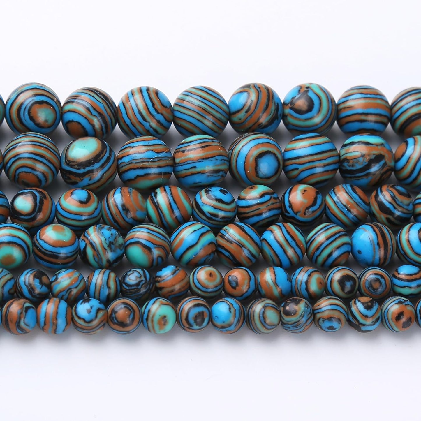 Blue Peacock Turquoise Stone Beads Gemstone Round Crystal Energy Jade Beads Stone Beads for Jewelry Making DIY Bracelet Necklace Jewelry Making 1 Strand 15.5inch 45PCS 8MM