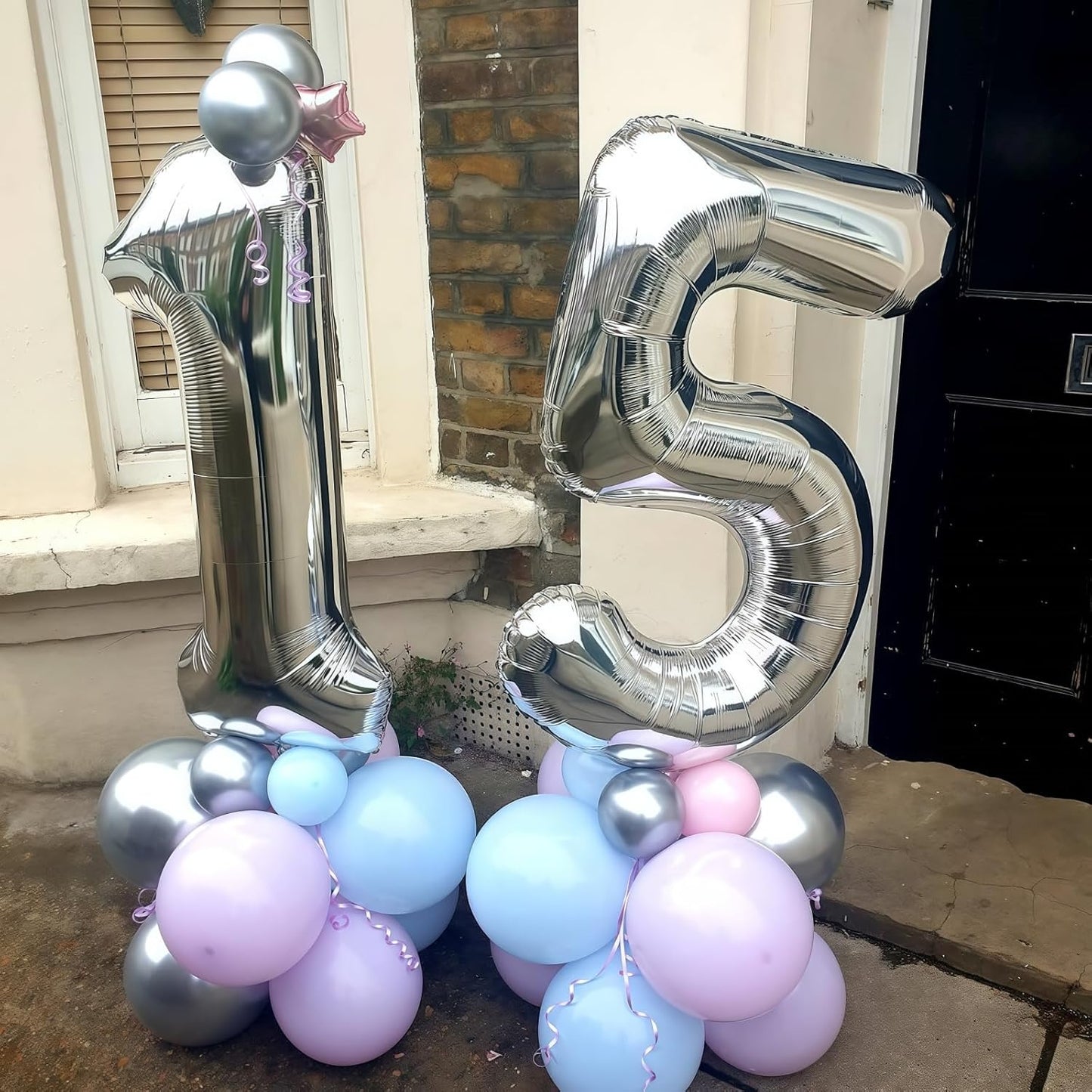 Silver 80th Birthday Balloons for Men, 40 Inch Mylar Self Inflating 80 Balloon Numbers, Large Foil 8 and 0 Helium Number Balloons for Women Birthday Party Decorations 80 Anniversary Decor Supplies