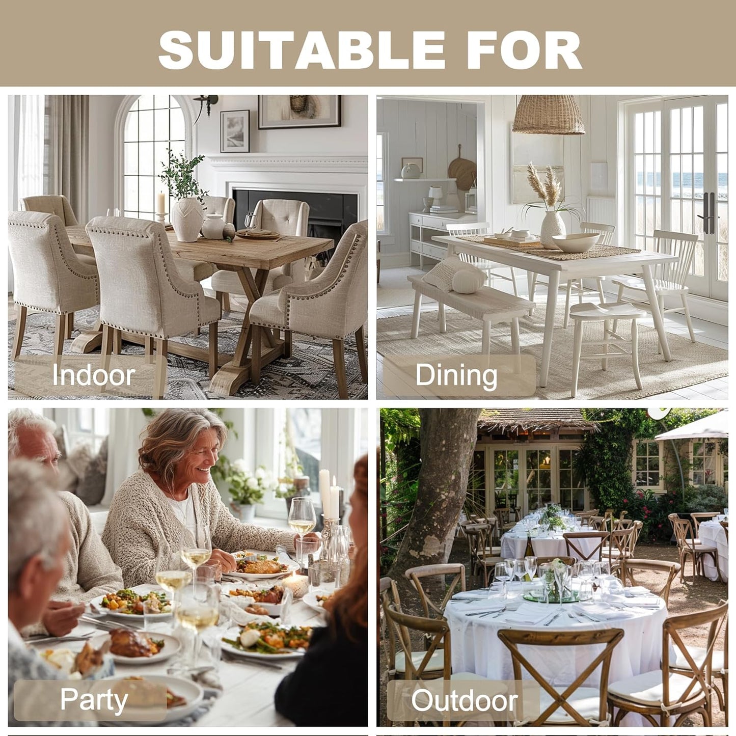 Hiasan Faux Linen Rectangle Tablecloth - Wrinkle and Stain Resistant Washable Table Cloth for Kitchen Dining Room Holiday Table Cover for Dinner, Stone, 60 x 140 Inch