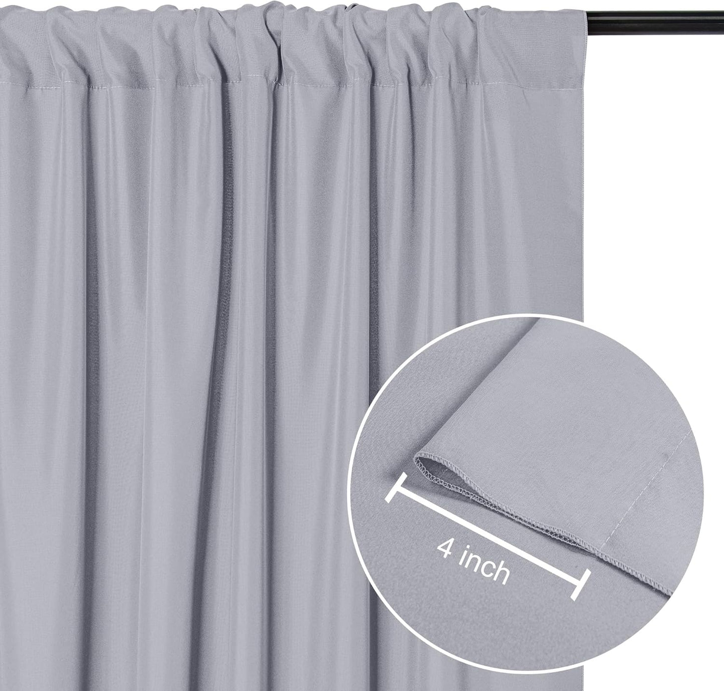 DWCN 10x10 FT Silver Grey Backdrop Curtains for Parties, Photography Backdrop Drapes with Rod Pockets for Wedding Decorations Stage Birthday Family Gatherings, 2 Panels 5ft x 10ft