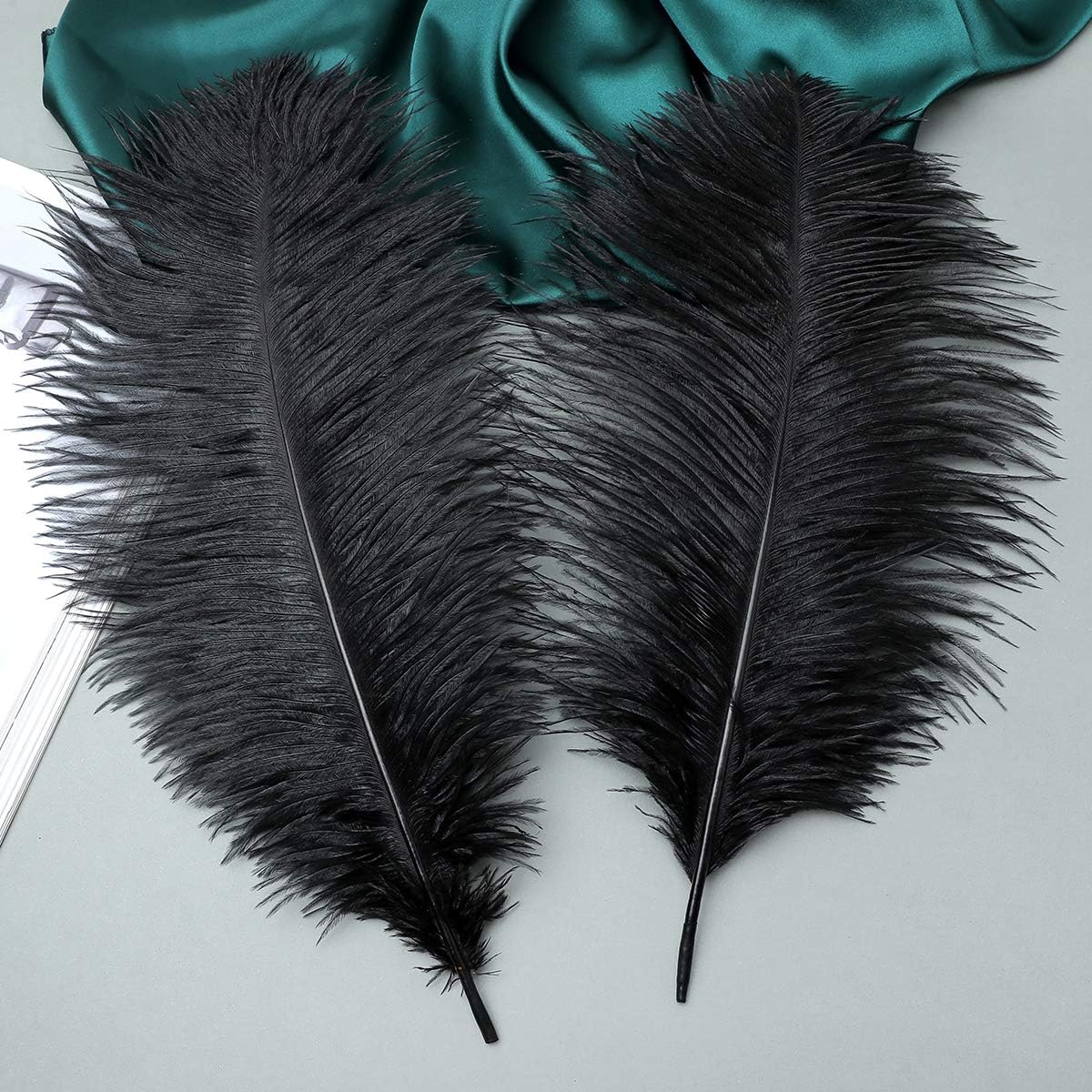 24pcs Natural Black Ostrich Feathers 10-12inch (25-30cm) for Wedding Party Centerpieces，Flower Arrangement and Home Decoration.