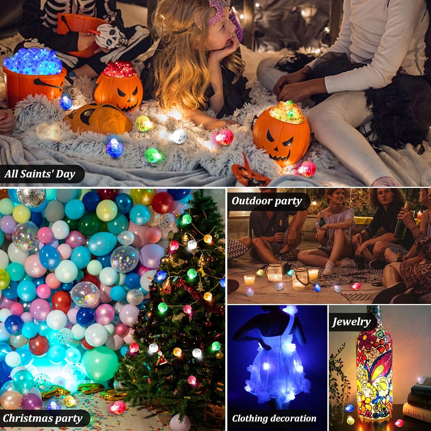 100PCs Mini Led Lights,Flash Led Balloons Light 5 Colors for Party Decorations Neon Party Lights for Paper Lantern Easter Eggs Birthday Wedding Halloween Christmas Decoration - Blinking Mix Color