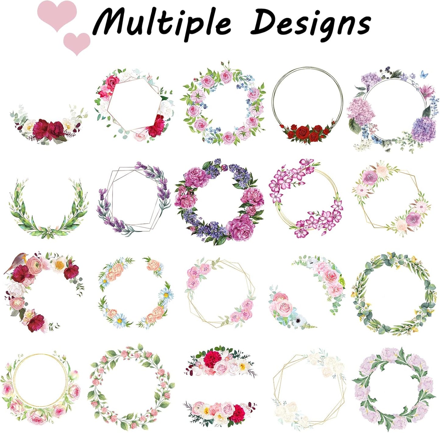 300 Pack Custom Stickers Personalized Labels for Business Logo Customized Vinyl Wedding Favors Birthday Baby Bridal Shower Make Your Own 1 Inch-10 Inch,lable-flower300