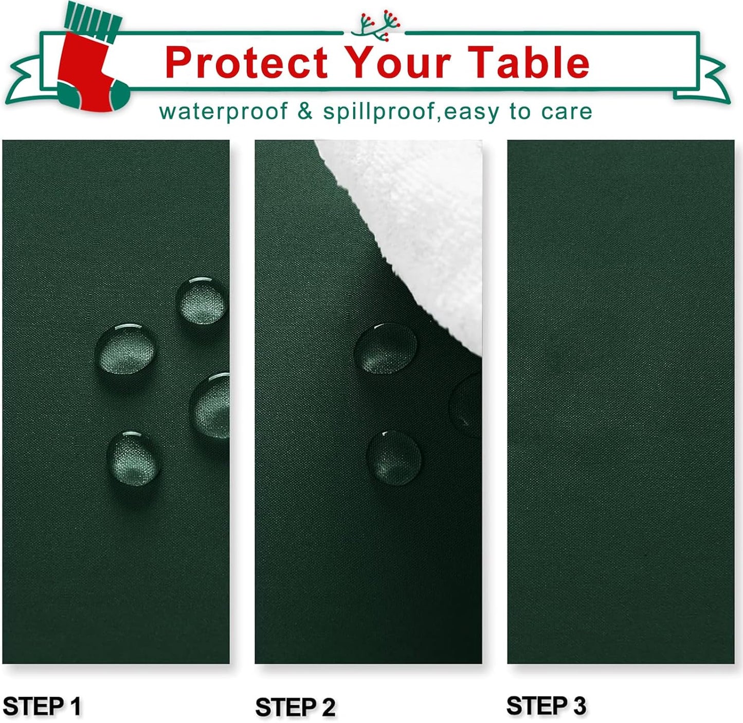 Hiasan Small Tablecloth for Square Tables - Waterproof and Spillproof Washable Fabric Table Cloth for Dining Room Kitchen Party (Hunter Green, 40 x 40 Inch)