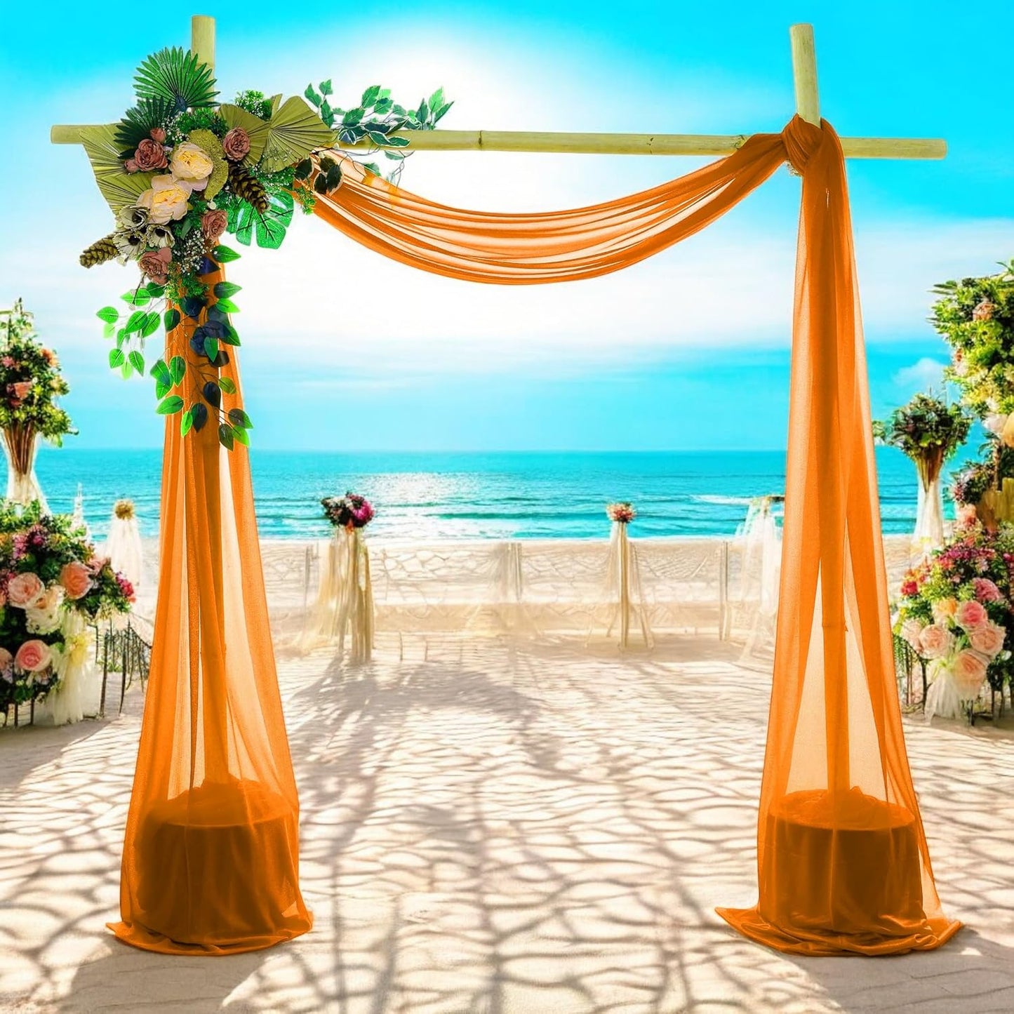 MDS Halloween Chiffon Draping Fabric - 1 Panel, 30" Wide x 40ft Long - Sheer Spooky Arbor & Canopy Drapery for Haunted House Backdrops, Party Ceilings, DIY Costumes & Themed Events - Orange