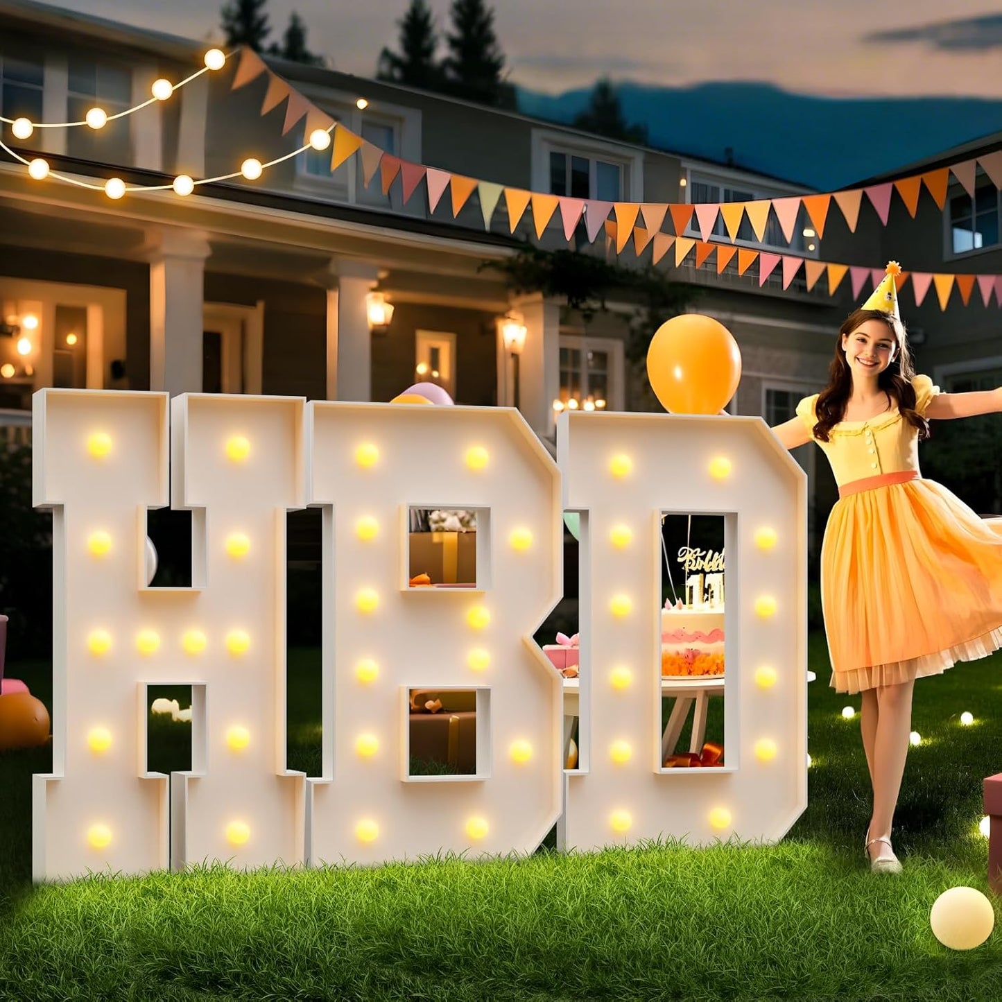imprsv 4FT Light Up Letters for Birthday Party & Wedding Decor - Large Marquee Letters Arch Kit - H