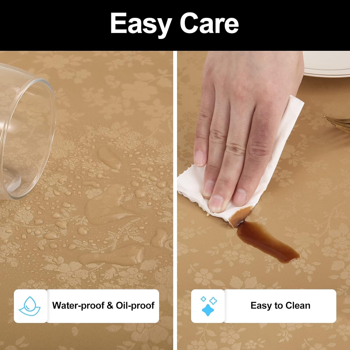 Smiry Rectangle Table Cloth, Waterproof Heavy Duty Vinyl Tablecloths, Wipeable Washable Table Cover for Kitchen and Dining Room (Brown, 52" X 70")