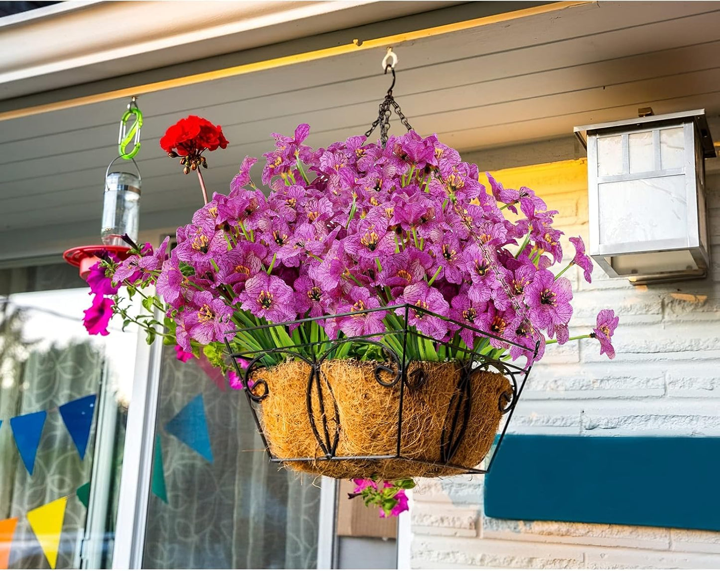 AmyHomie 20 Bundles Artificial Flowers for Outdoor Outside Spring Summer Decoration UV Resistant Faux Flowers No Fade Fake Plastic Plants Garden Porch Window Box Decorating (Purple)