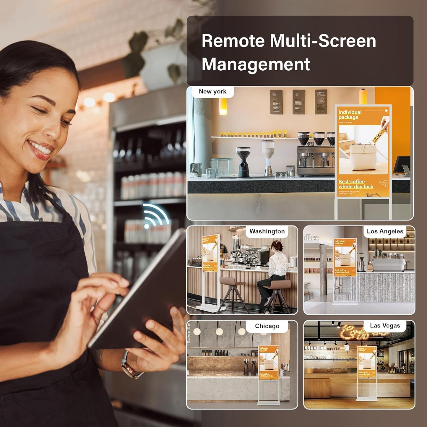 55 Inch Digital Signage Kiosk LCD Advertising Display Menu Displays Indoor Android Floor Standing Vertical Poster White, 2+32GB, 2K FHD, 700nits, USB