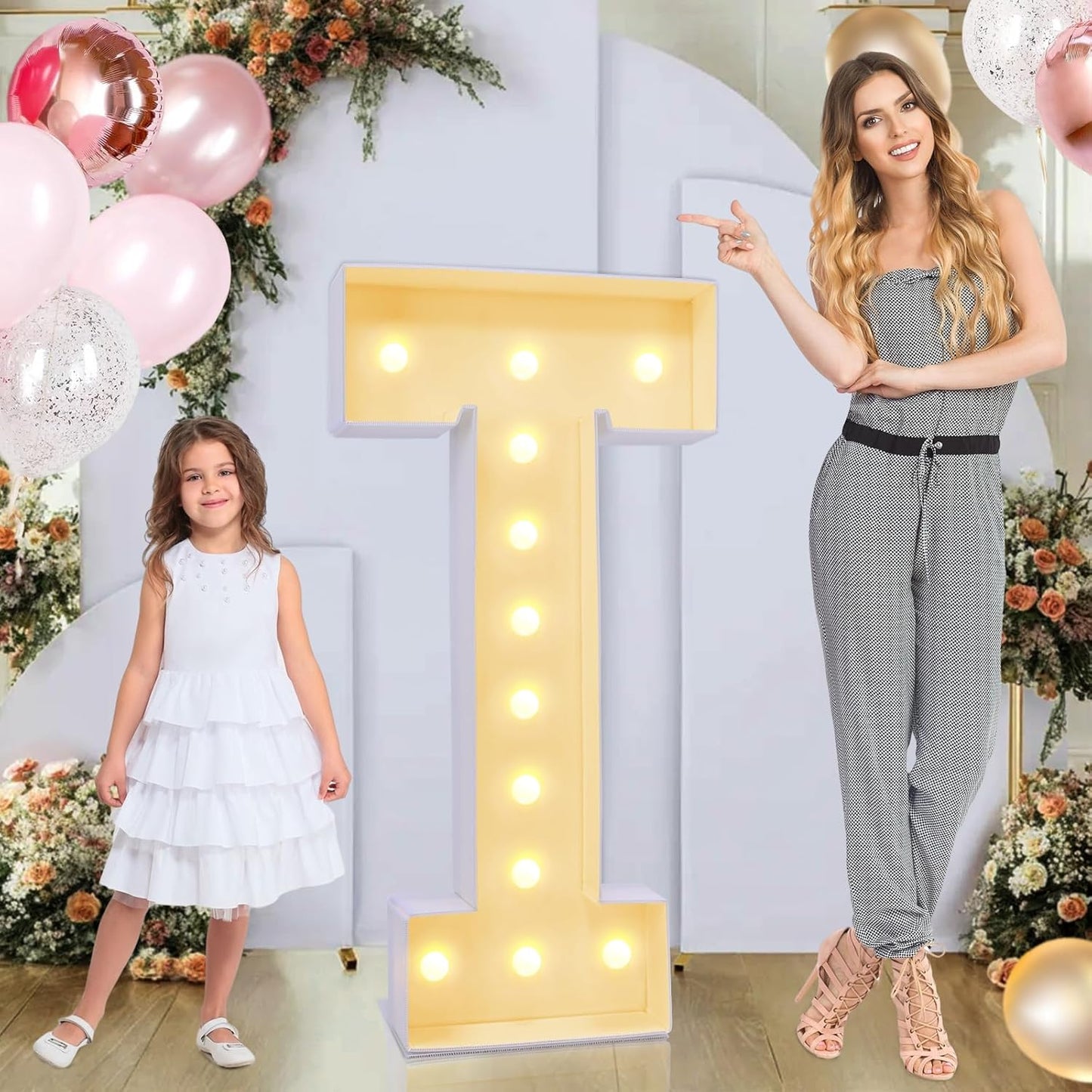 4ft Marquee for Letters T, Large Light up Letters, Multifunctional Large Marquee for Letters 4 Feet Tall for Party Decorations, Letter Balloons, Wedding Decor, Proposal Decorations (Letters T)