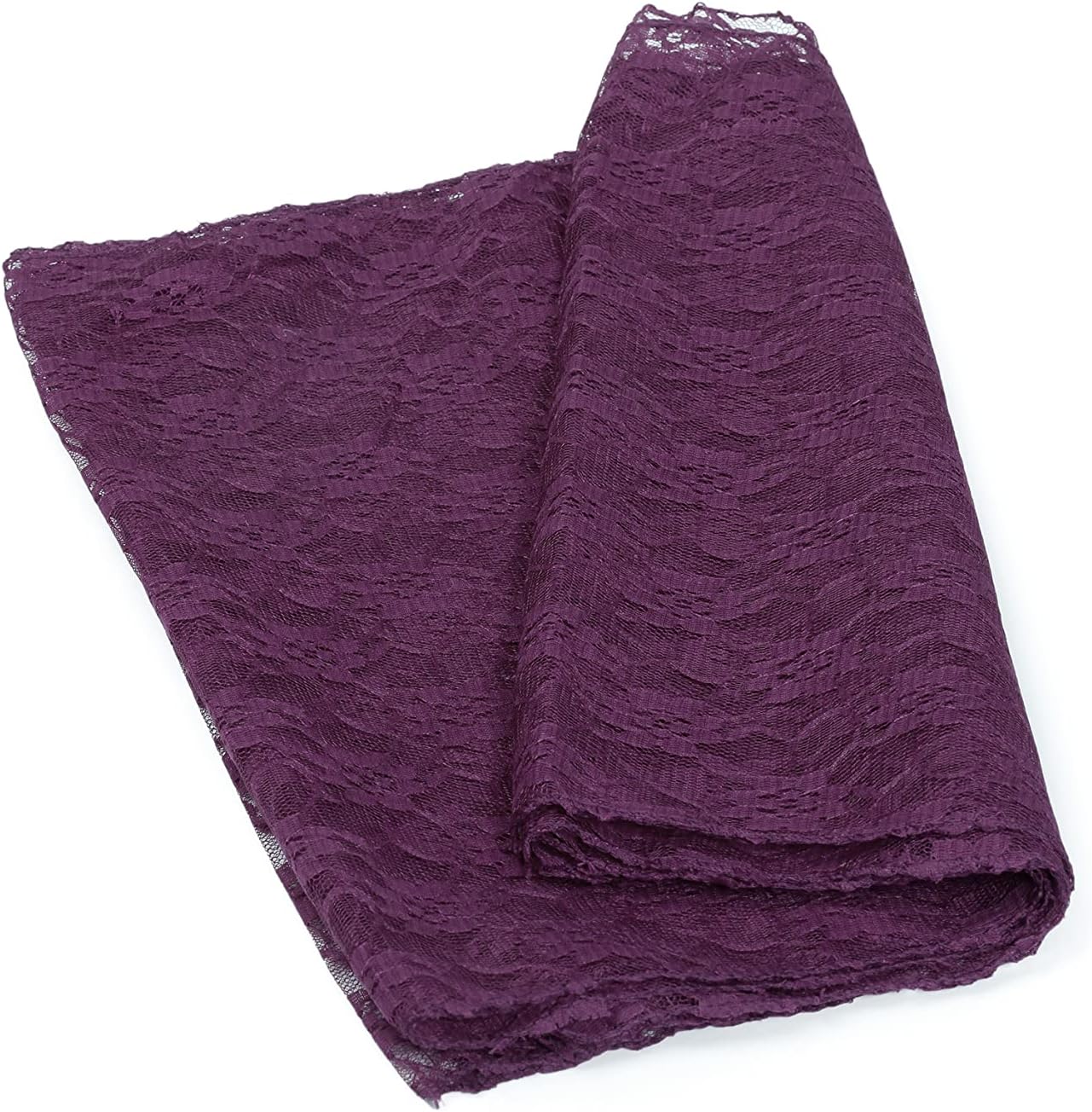 MDS Pack of 25Wedding 12 x 108 inches Lace Table Runner for Wedding, Decorations for Birthday Parties, Banquets, Graduations, Engagements, and Runners fit Rectangle, Round Table- Plum