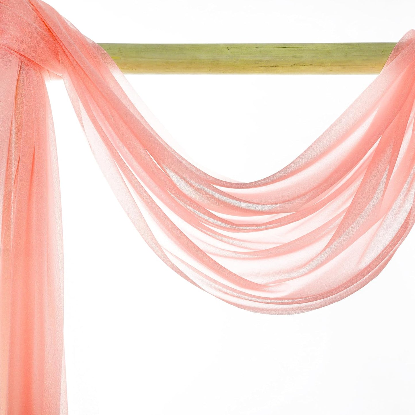 VDS Pack of 1 Panel (30 Inch X 20 Feet) Wedding Arch Draping Fabric Sheer Chiffon Fabric Drapery for Wedding Ceremony Reception Swag Backdrop Canopy Chuppah ARBO Altars Decoration (Peach)