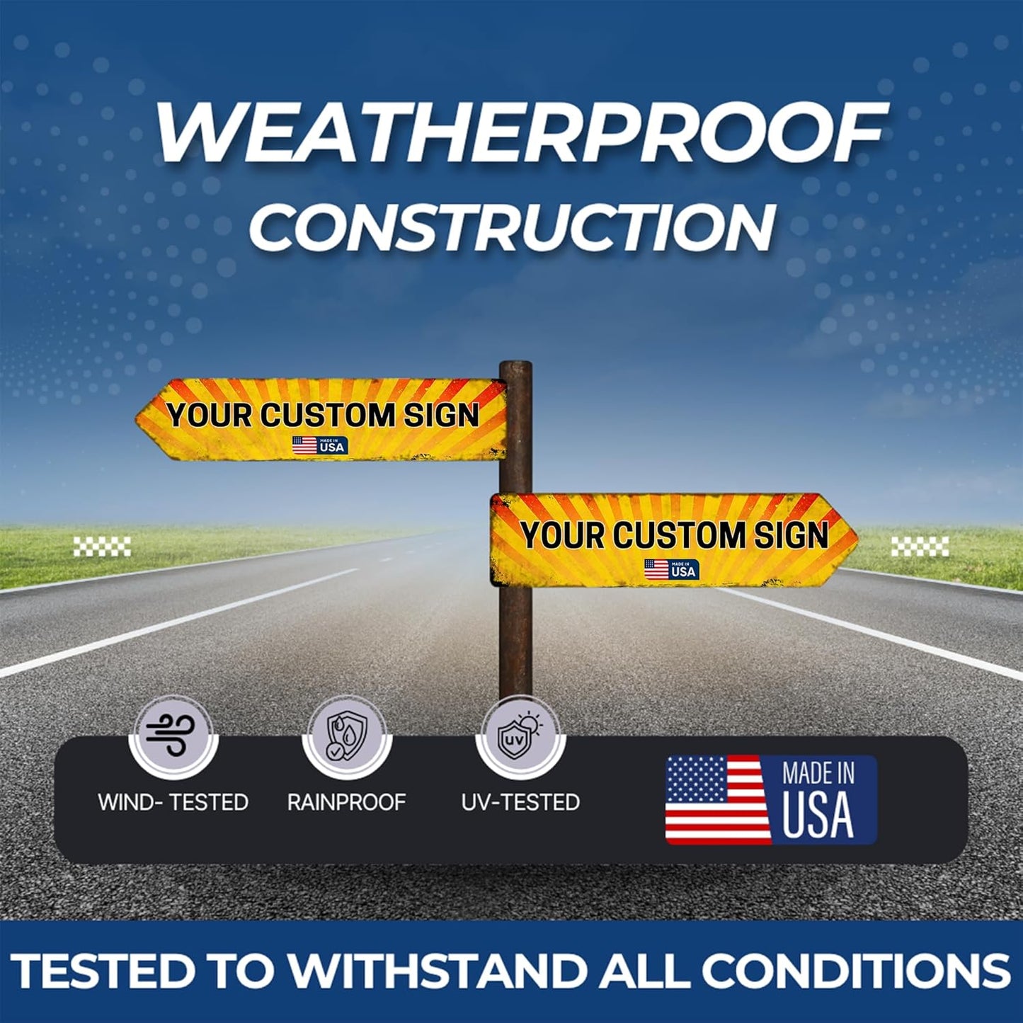 Custom Right Arrow Metal Sign by DC | Directional Signs for Indoor & Outdoor Use | Personalized Rust-Free Metal Yard Display | Customized Weatherproof Road Arrow Marker | Multiple sizes | Made in USA