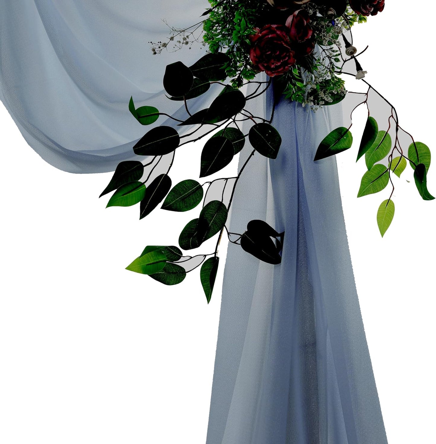 VDS Pack of 1 Panel (30 Inch X 30 Feet) Wedding Arch Draping Fabric Sheer Chiffon Fabric Drapery for Wedding Ceremony Reception Swag Backdrop Canopy Chuppah ARBO Altars Decoration (Dusty Blue)