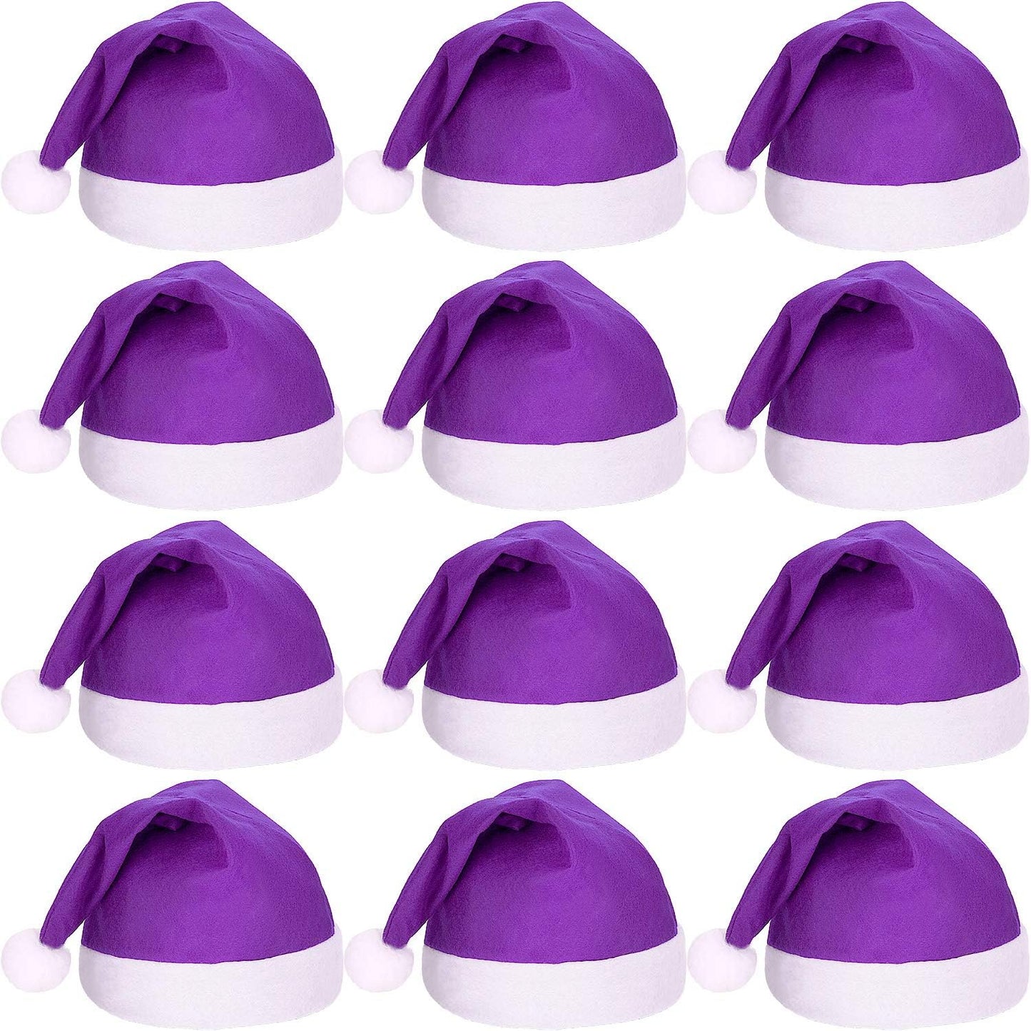 SATINIOR 12 Pieces Santa Hats Christmas Non Woven Fabric Hat for Holidays Xmas Party Supplies