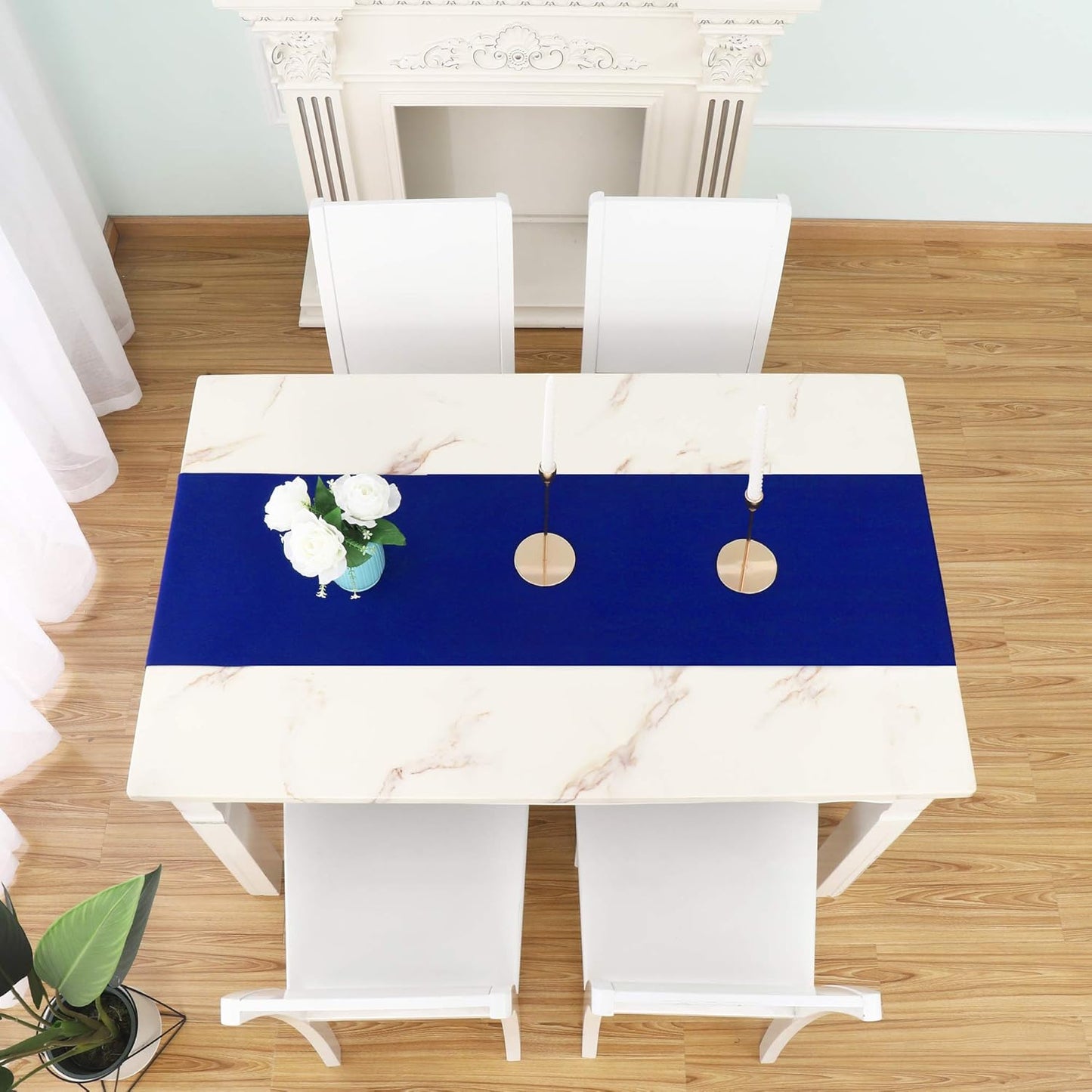 DUALIFE Royal Blue Table Runner 72 Inch Long Coublt Blue Color Handcrafted Decorative Cloth for Wedding Party Birthday Graduations Hotel Restaurant Banquet Catering Services Event 1 Panel