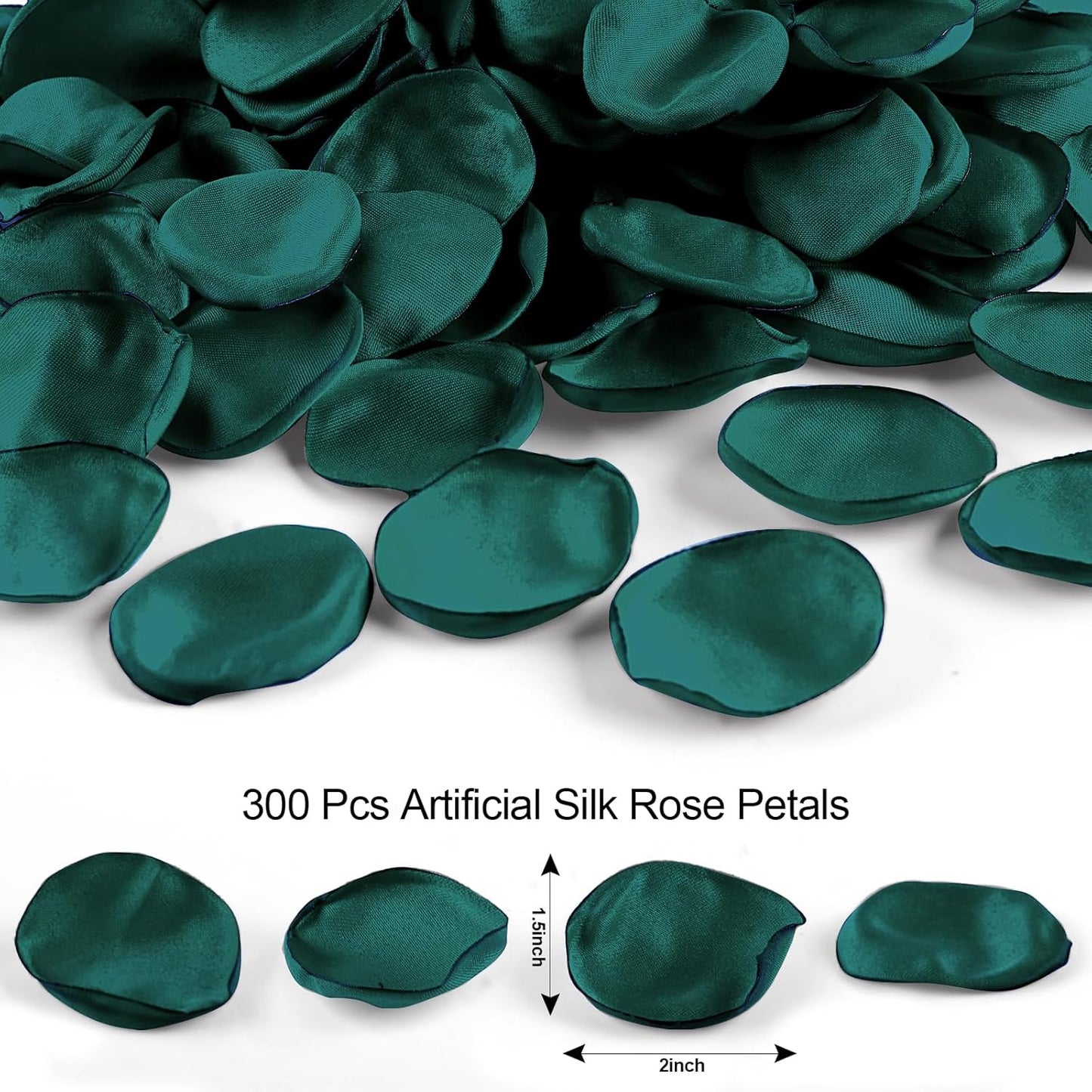 Silk Flower Petals Emerald Green 300pcs - Faux Rose Petals for Wedding, Centerpieces, Confetti, Bridal Shower, Romantic Night, and Photo Prop Decor