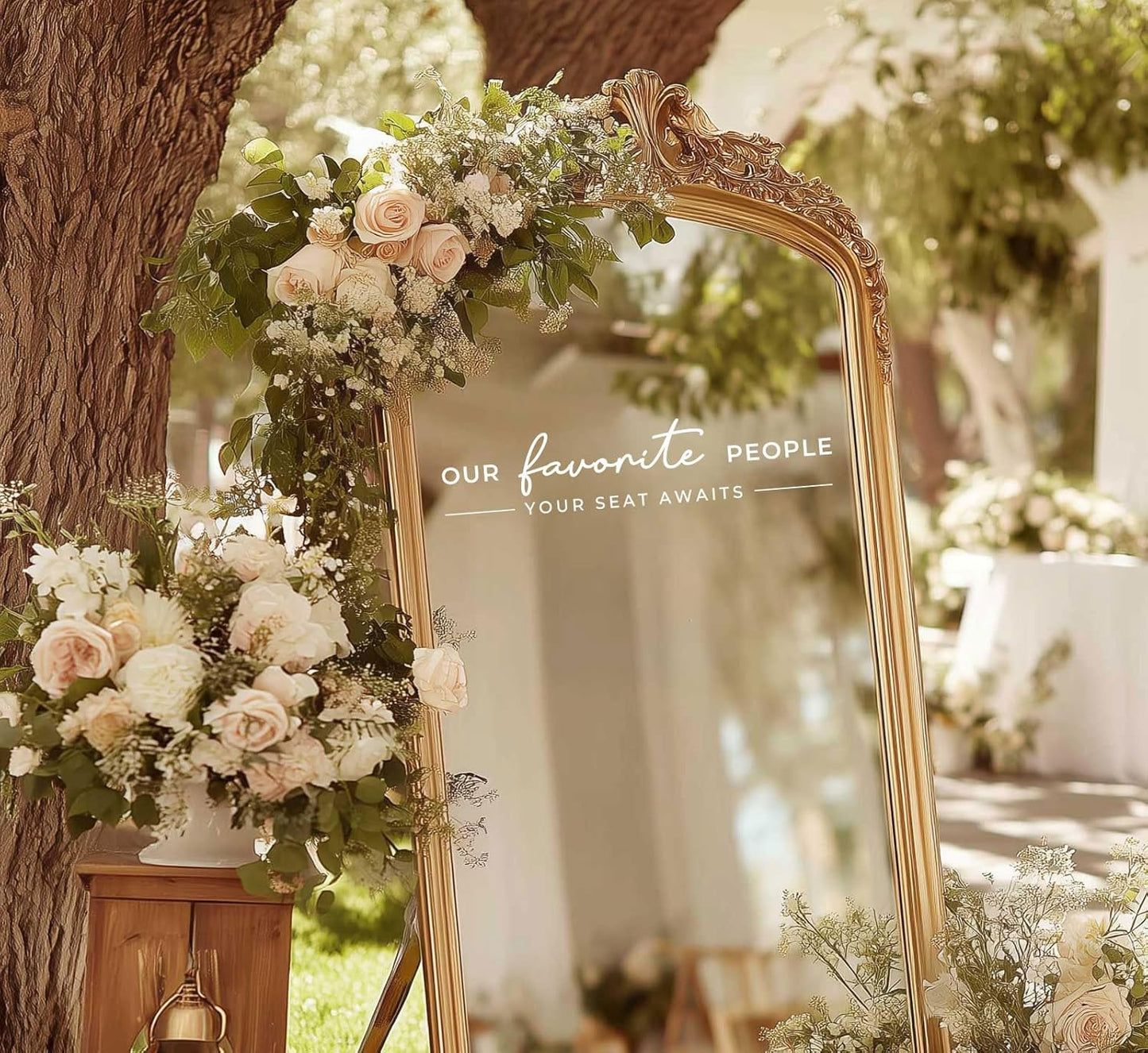 Our Favorite People Vinyl Decal, Please Find Your Seat Sign for Wedding Reception Wedding Vinyl Decal Seating Chart for Mirror, Your Seat Awaits (White, Width 20 inch)