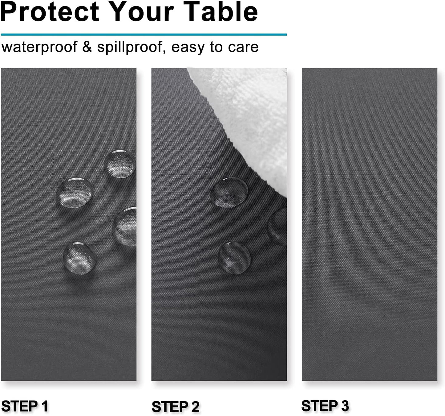 Hiasan Grey Tablecloth for Square Tables - Waterproof and Spillproof Washable Fabric Small Table Cloth for Dining Room Kitchen Party, 40 x 40 Inch