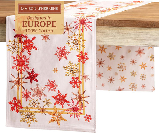 Maison d' Hermine Table Runner 100% Cotton Double Layer Table Runners 108 inches Long Decorative for Home Kitchen Dining Party Baby Shower Wedding Bridal Shower (Crystal Star, 14.50" x 108")