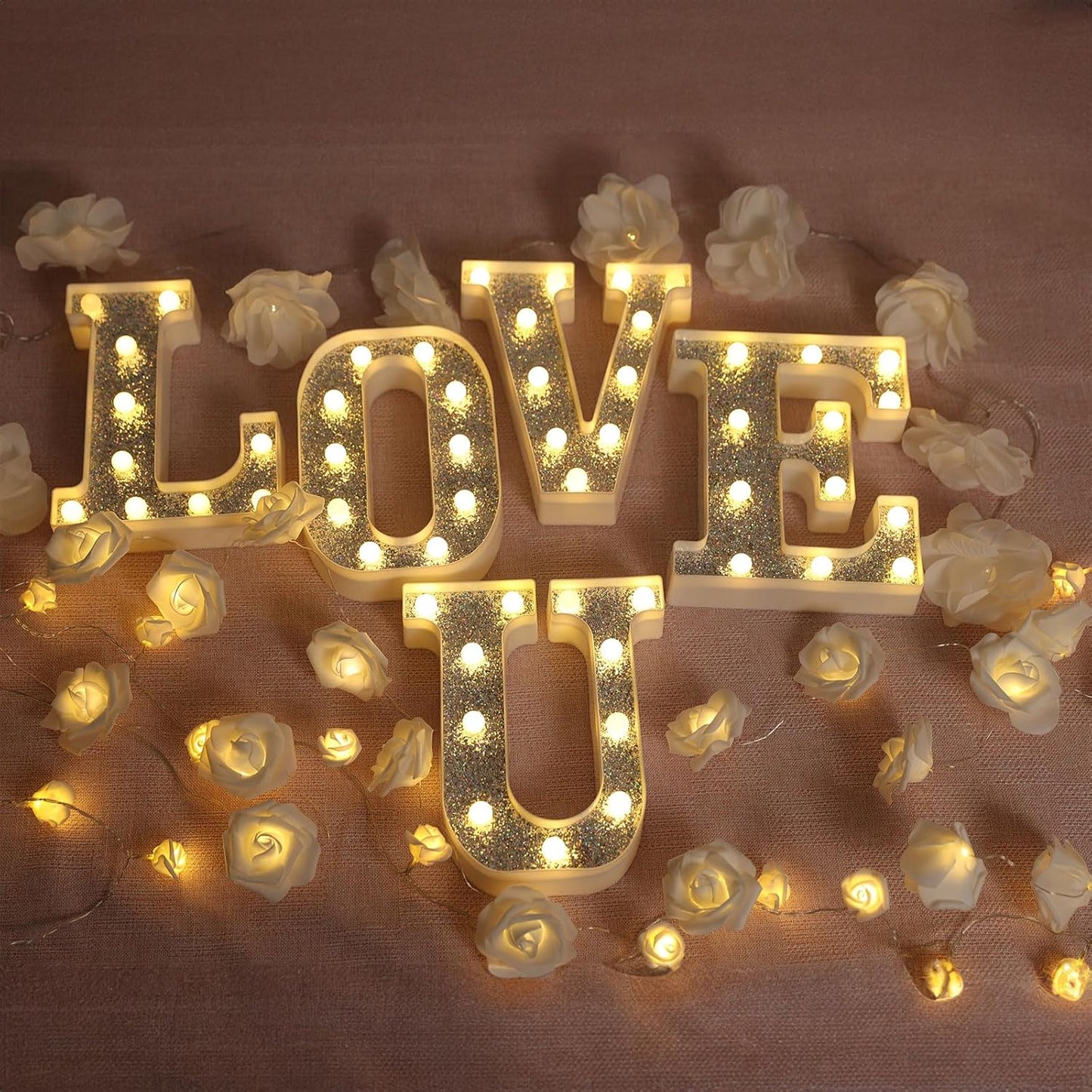 Glitter Light Up Letters & Signs - Alphabet, Numbers & J for Table Decor, Prom, Events & Engagement Parties