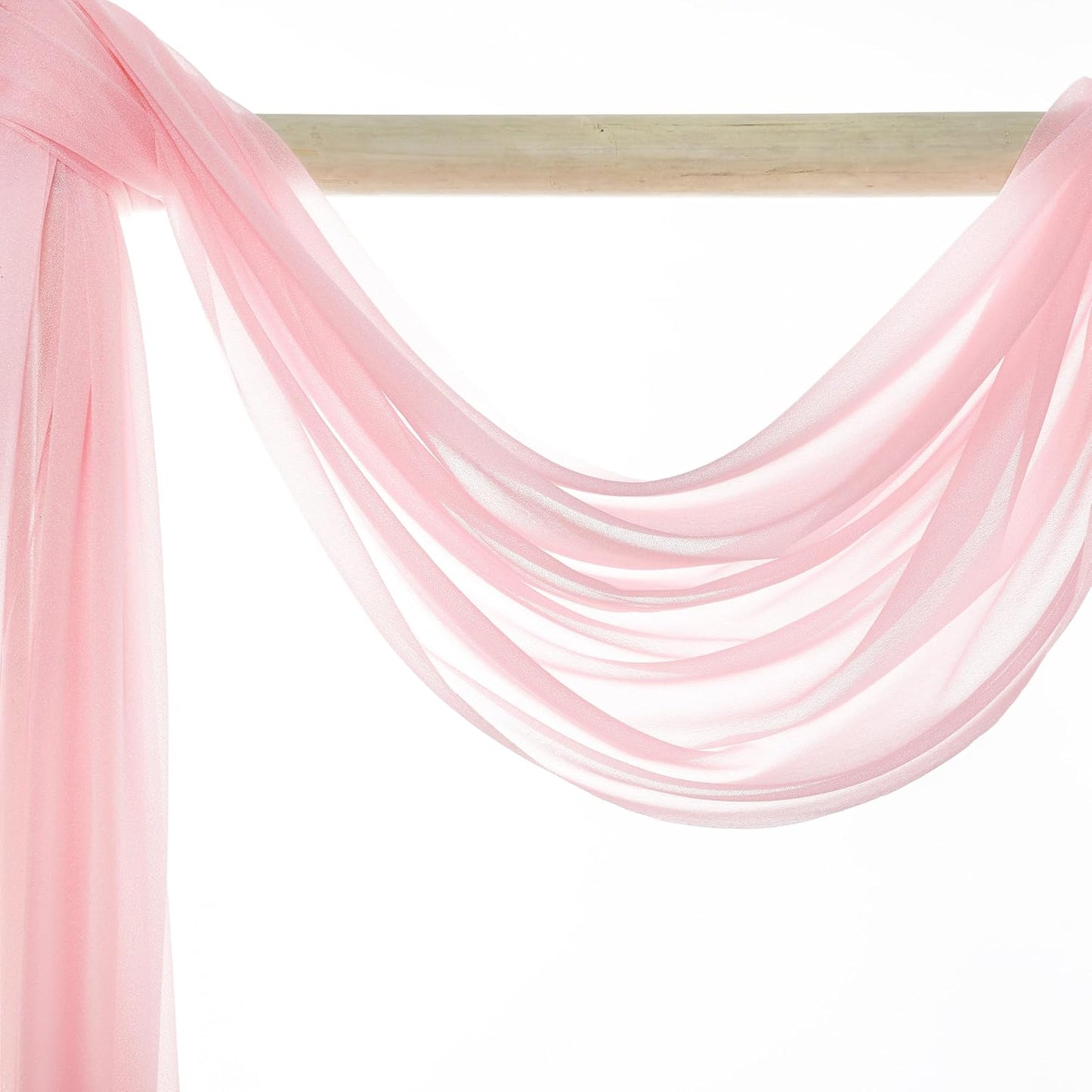 VDS Pack of 3 Panel (30 Inch X 20 Feet) Wedding Arch Draping Fabric Sheer Chiffon Fabric Drapery for Wedding Ceremony Reception Swag Backdrop Canopy Chuppah ARBO Altars Decoration (Blush Pink)