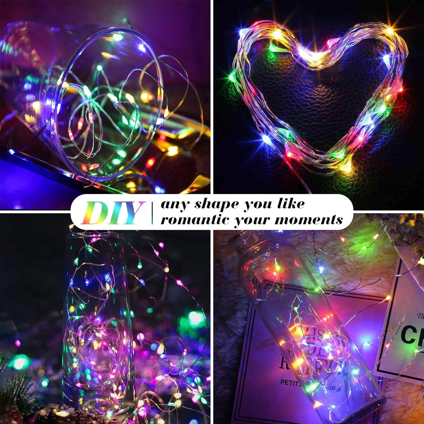 ZGWJ 8 Pack Fairy Lights Battery Operated, 7ft 20 Mini LED Fairy String Lights Silver Wire 3 Modes for DIY, Parties, Wedding, Bedroom, Halloween Christmas Decoration Multicolor