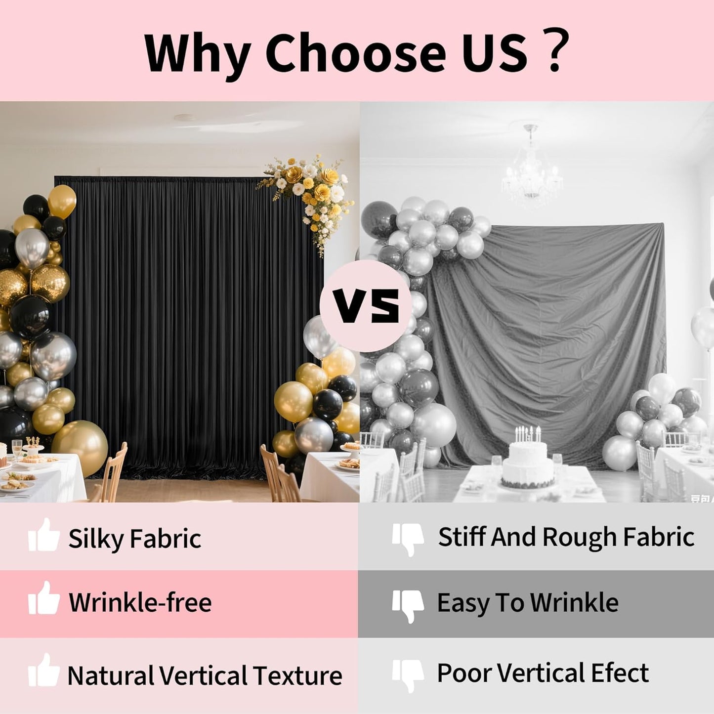 30x10ft Backdrop Curtains for Parties, 6 Panels 5x10ft Curtains Photography Drapes Rod Pocket Curtain Backdrop for Birthday Wedding Baby Shower Home Decor