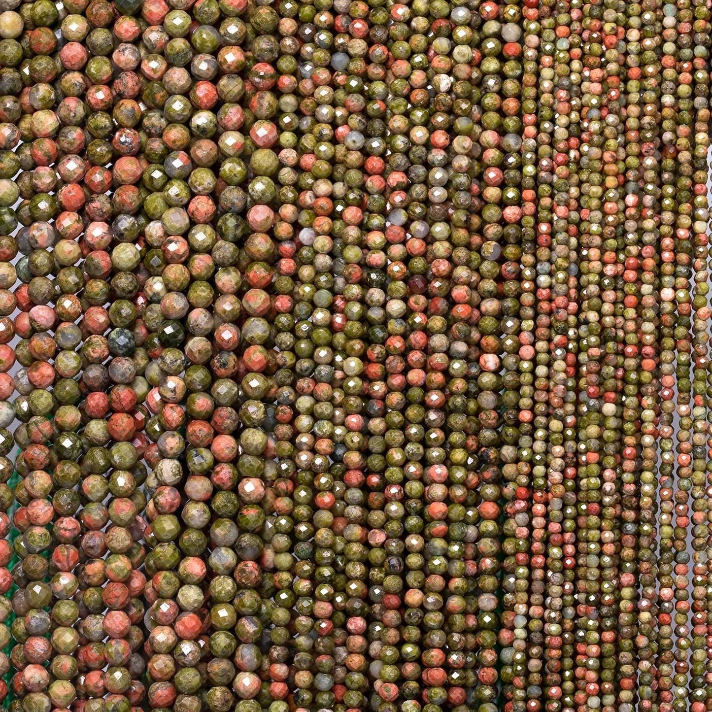 Song Xi 120pcs 3mm Natural Unakite Gemstone Beads Faceted Round Loose Stone Beads for Jewelry Making