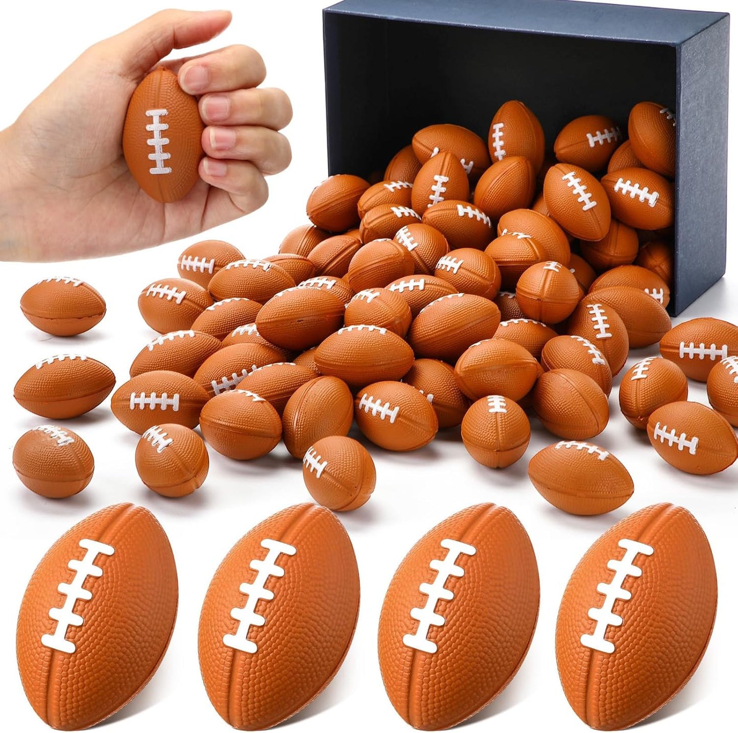 Jerify 250 Pieces Mini Footballs Bulk Tiny Foam Football Sports Stress Balls Brown Mini Novelty Football Toys Small Footballs Crafts for Kids Adult Birthday Sports Party Favors (1.97 x 1.18 Inch)