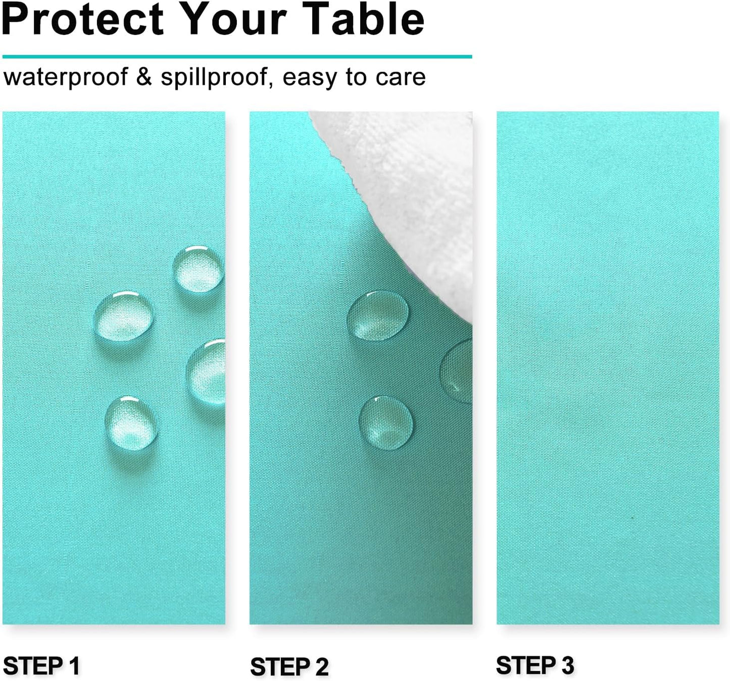 Hiasan Light Blue Tablecloth for Square Tables - Waterproof and Spillproof Washable Fabric Table Cloth for Dining Room Kitchen Party, 60 x 60 Inch