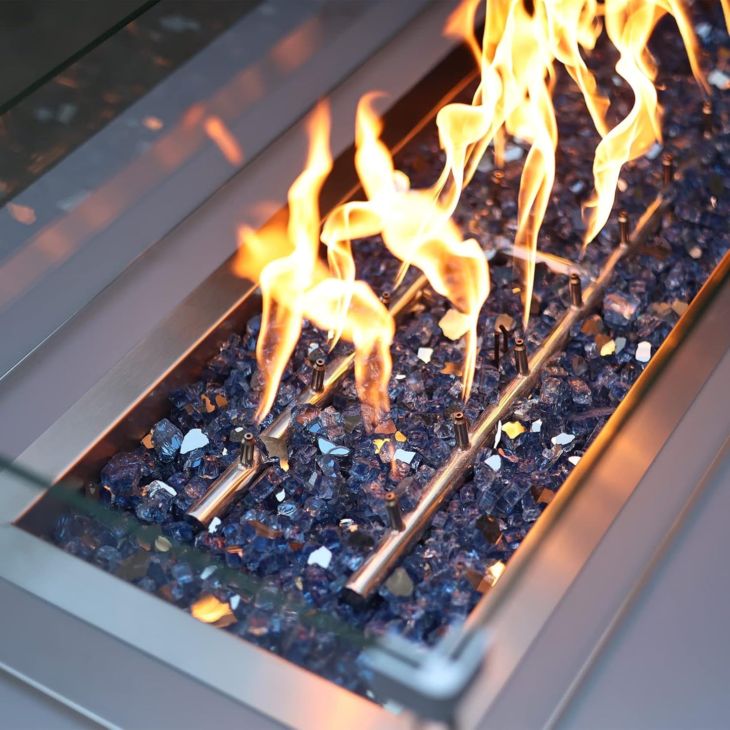 Stanbroil 10-Pound Fire Glass - 1/4 inch Reflective Tempered Fire Glass for Fireplace Fire Pit, Pacific Blue