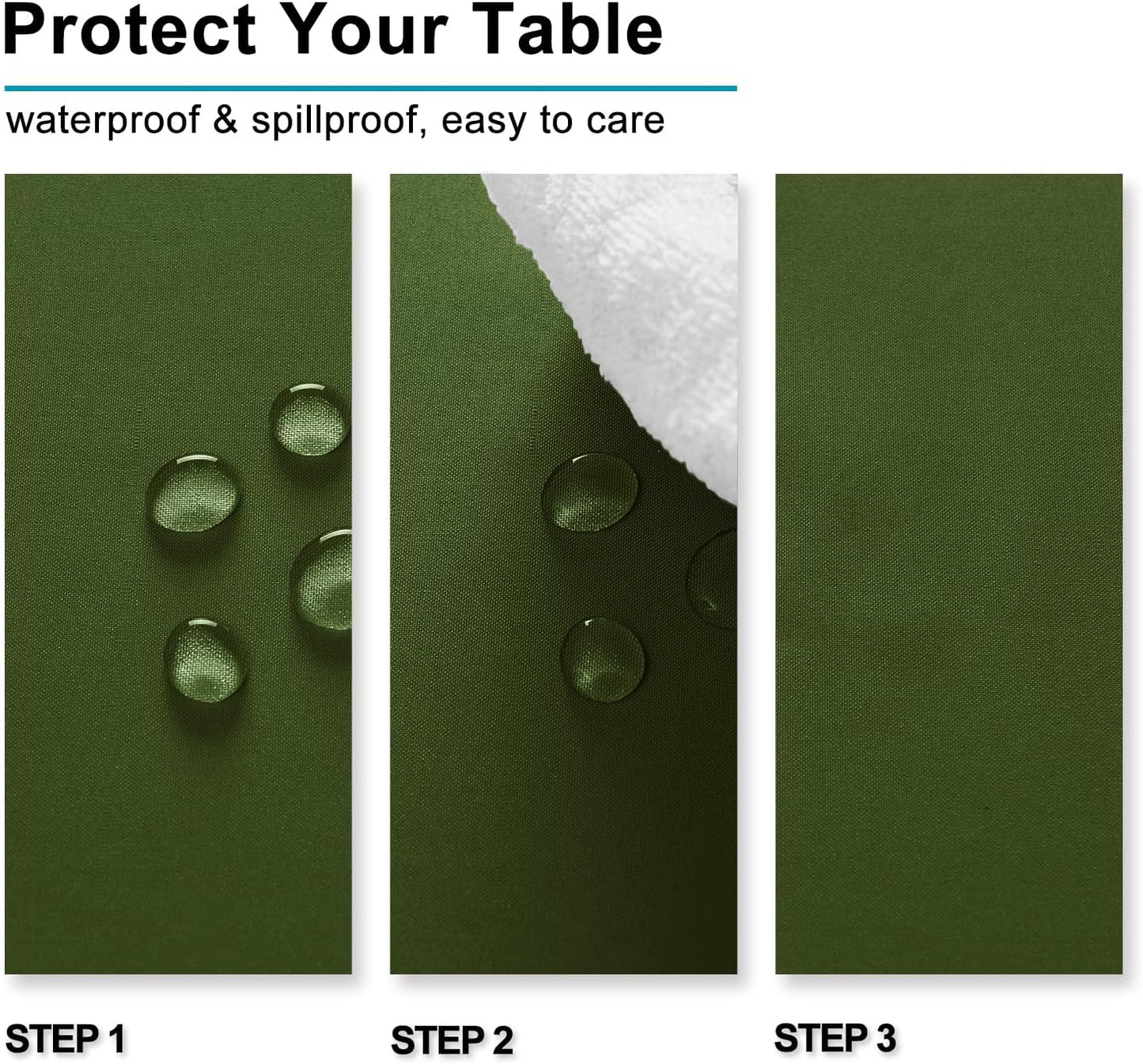 Hiasan Olive Green Square Tablecloth - Waterproof and Spillproof Restaurant Washable Polyester Table Cloth for Dining Room, 54 x 54 Inch
