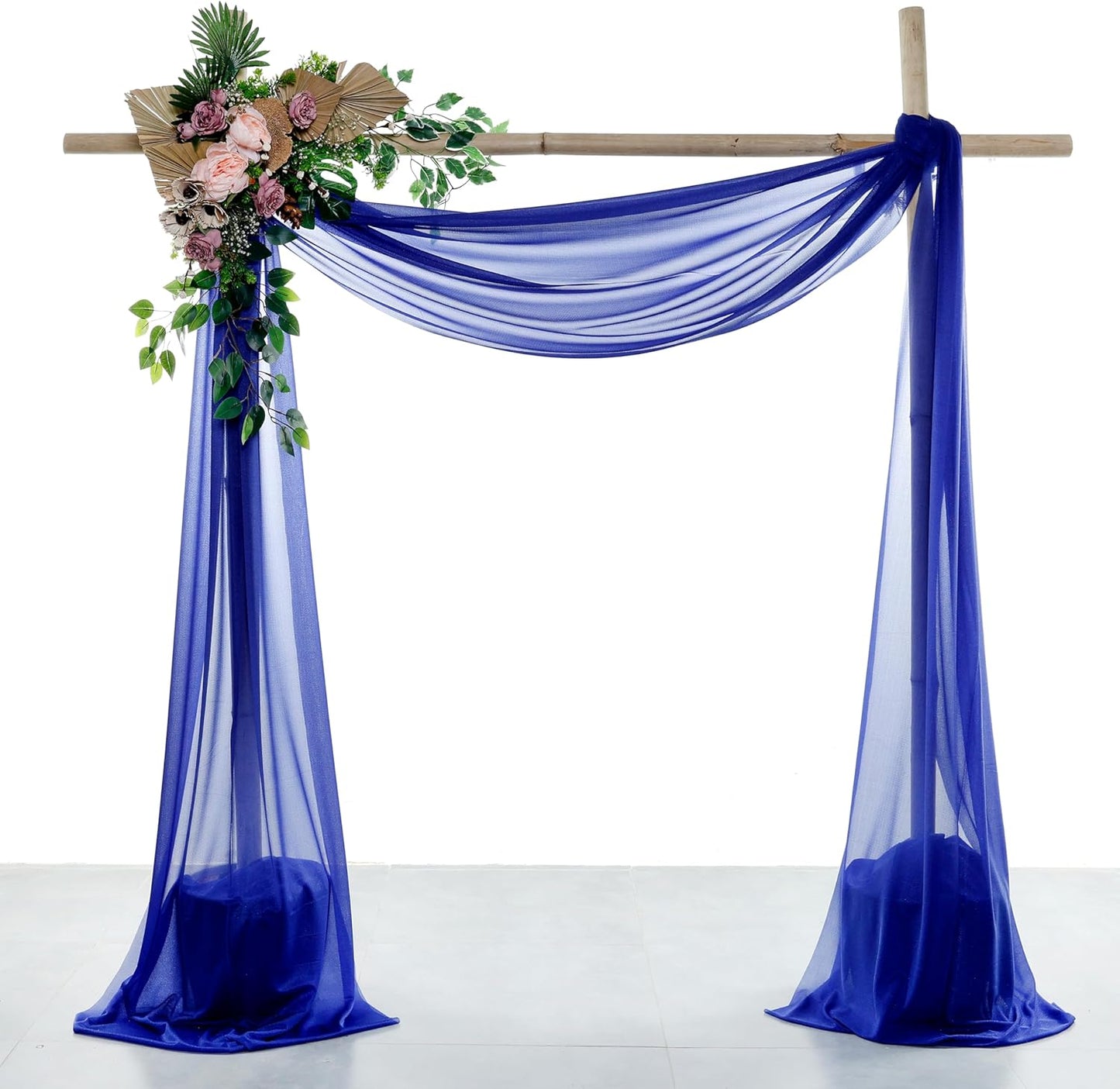 VDS Pack of 4 Panel (30 Inch X 20 Feet) Wedding Arch Draping Fabric Sheer Chiffon Fabric Drapery for Wedding Ceremony Reception Swag Backdrop Canopy Chuppah ARBO Altars Decoration (Royal Blue)