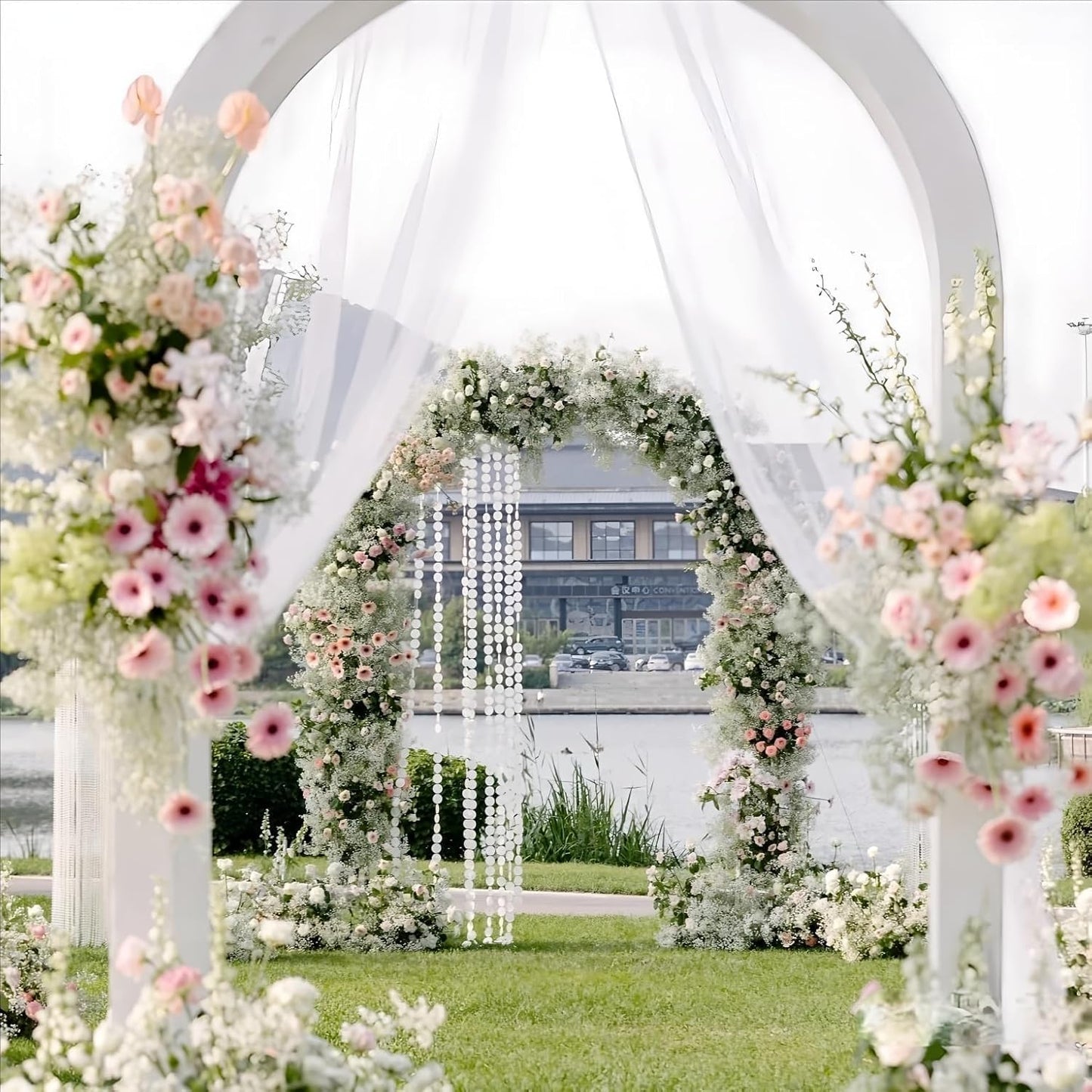 MLMW Wedding Arch Draping Fabric 1 Panel 29" x 20Ft White Sheer Wedding Arch Backdrop Drapes Outdoor Curtain for Ceremony Party Background Ceiling Decor