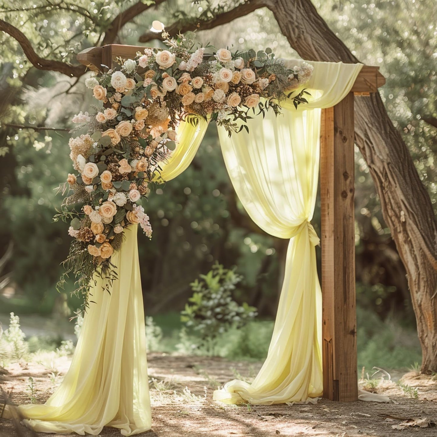 Wokceer Beige Wedding Arch Draping Fabric Backdrop 3 Panels 28.7" X 20FT Sheer Drapes Fabric for Wedding Arbor Ceremony Party